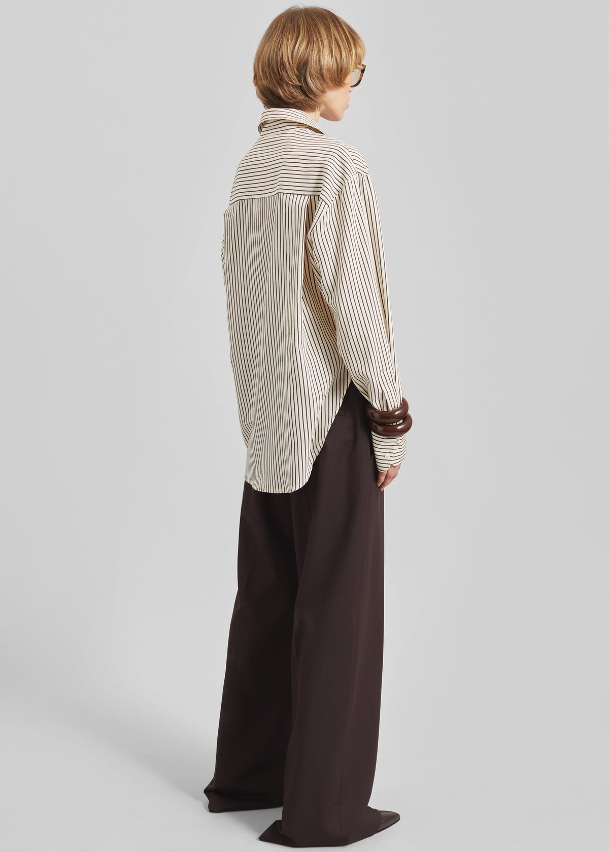 Peri Striped Fluid Shirt - Beige/Brown – view 7 of 8