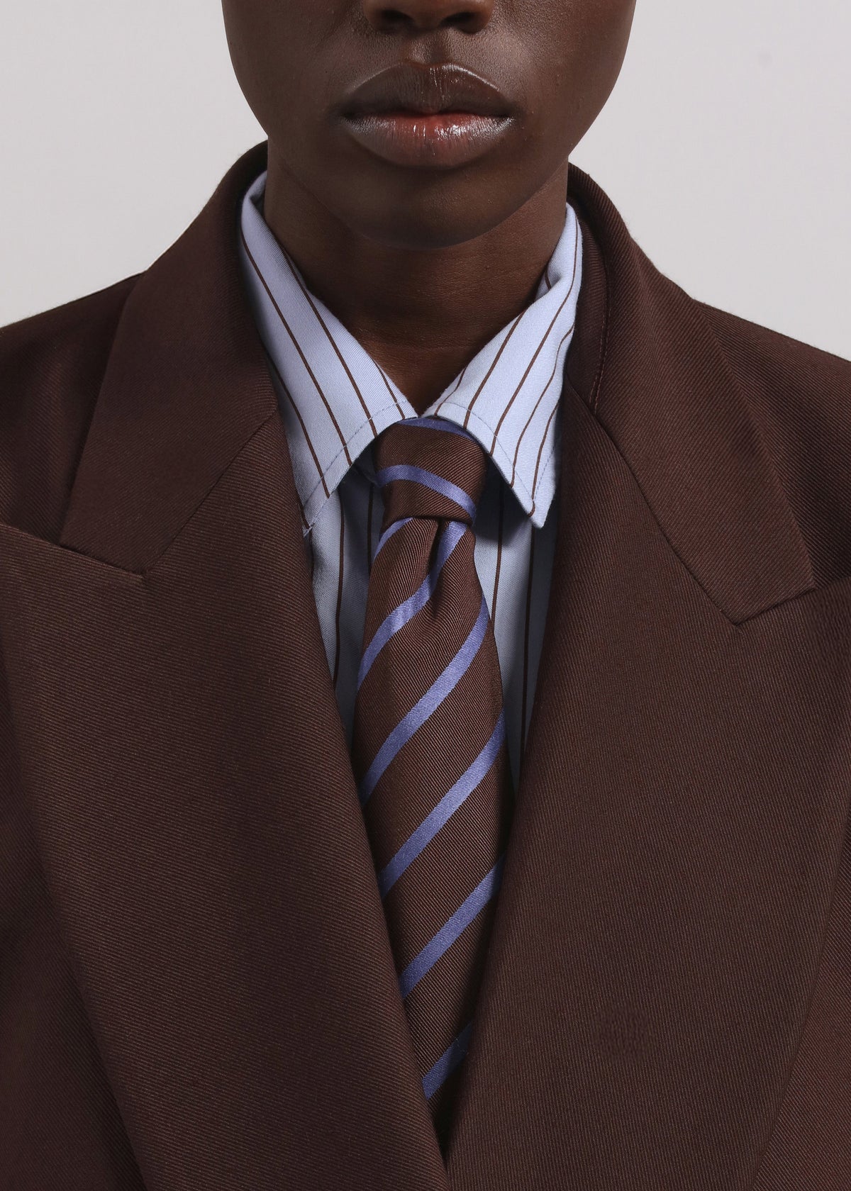 Peri Striped Fluid Shirt - Blue/Brown – view 6 of 8