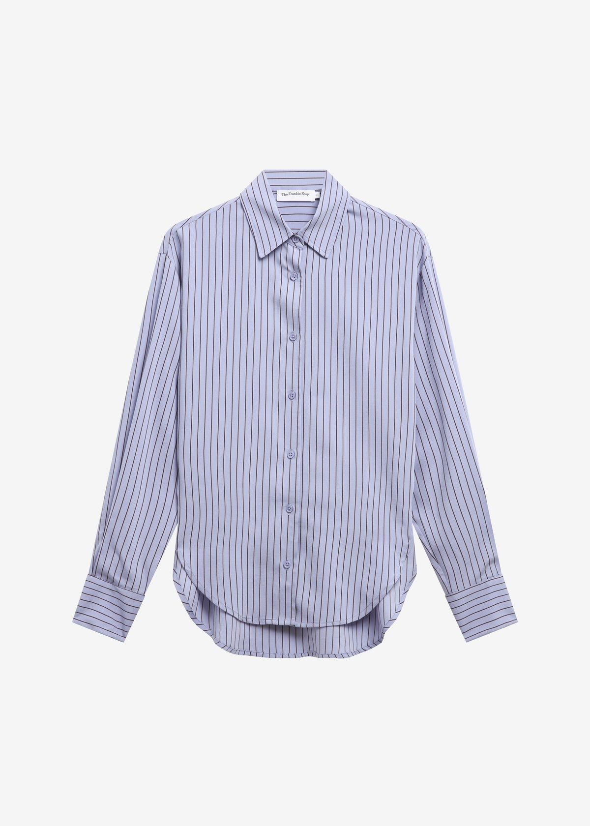 Peri Striped Fluid Shirt - Blue/Brown – view 8 of 8