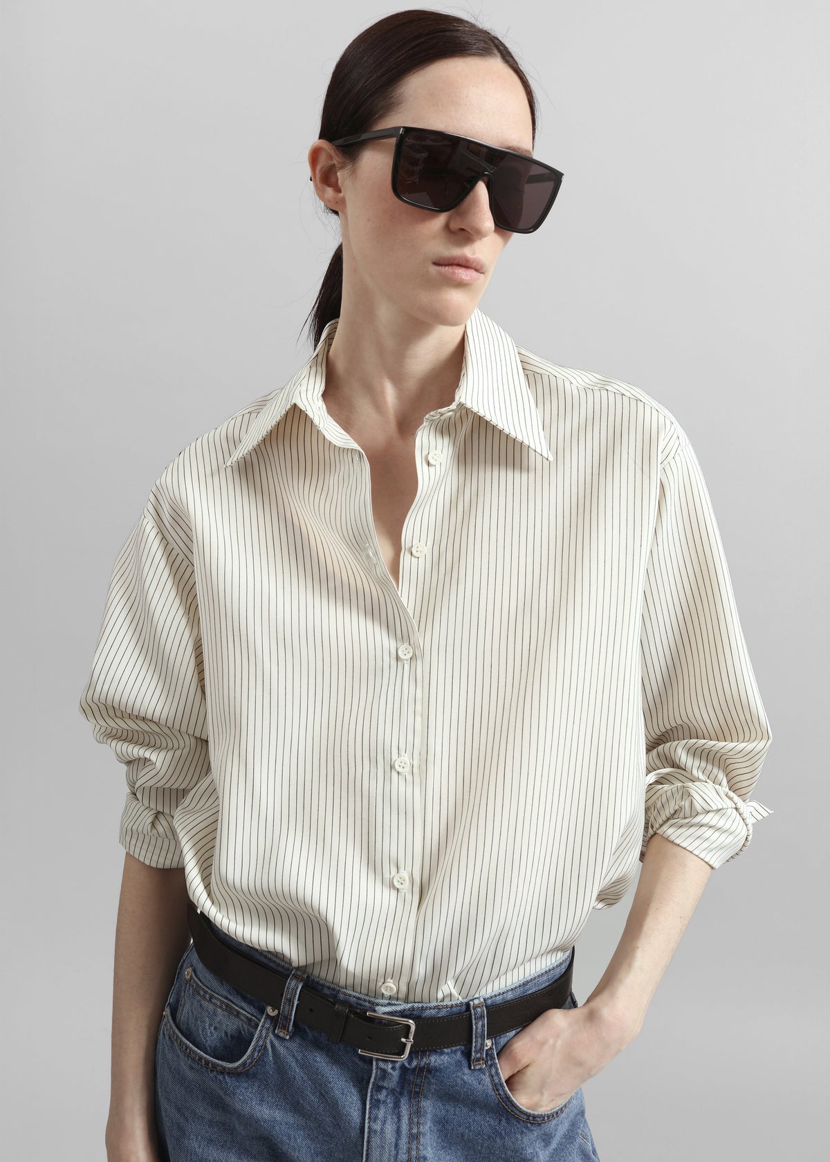 Peri Striped Shirt - Ivory/Black – view 8 of 9