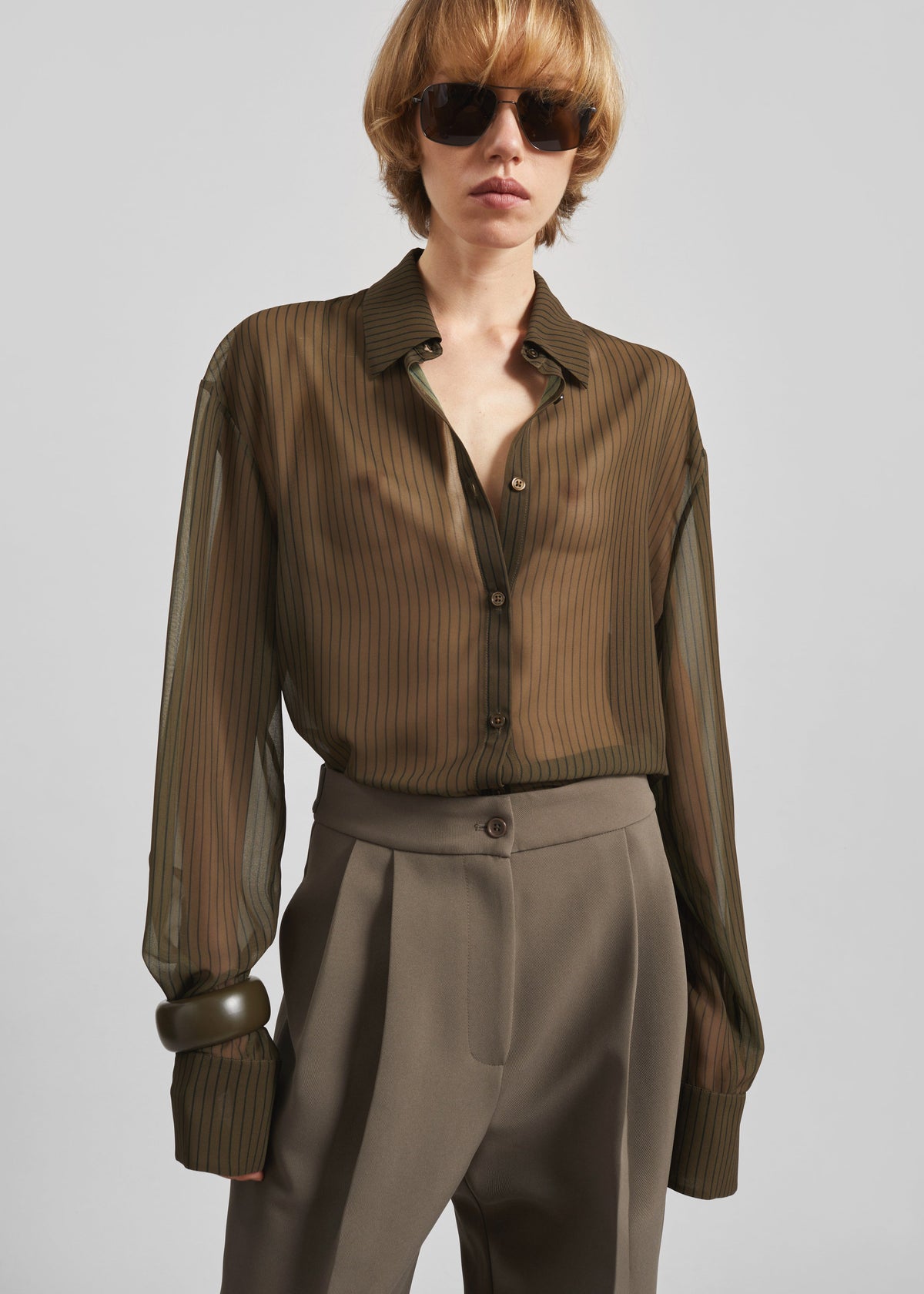 Peri Striped Shirt - Olive/Black Stripe – view 1 of 14