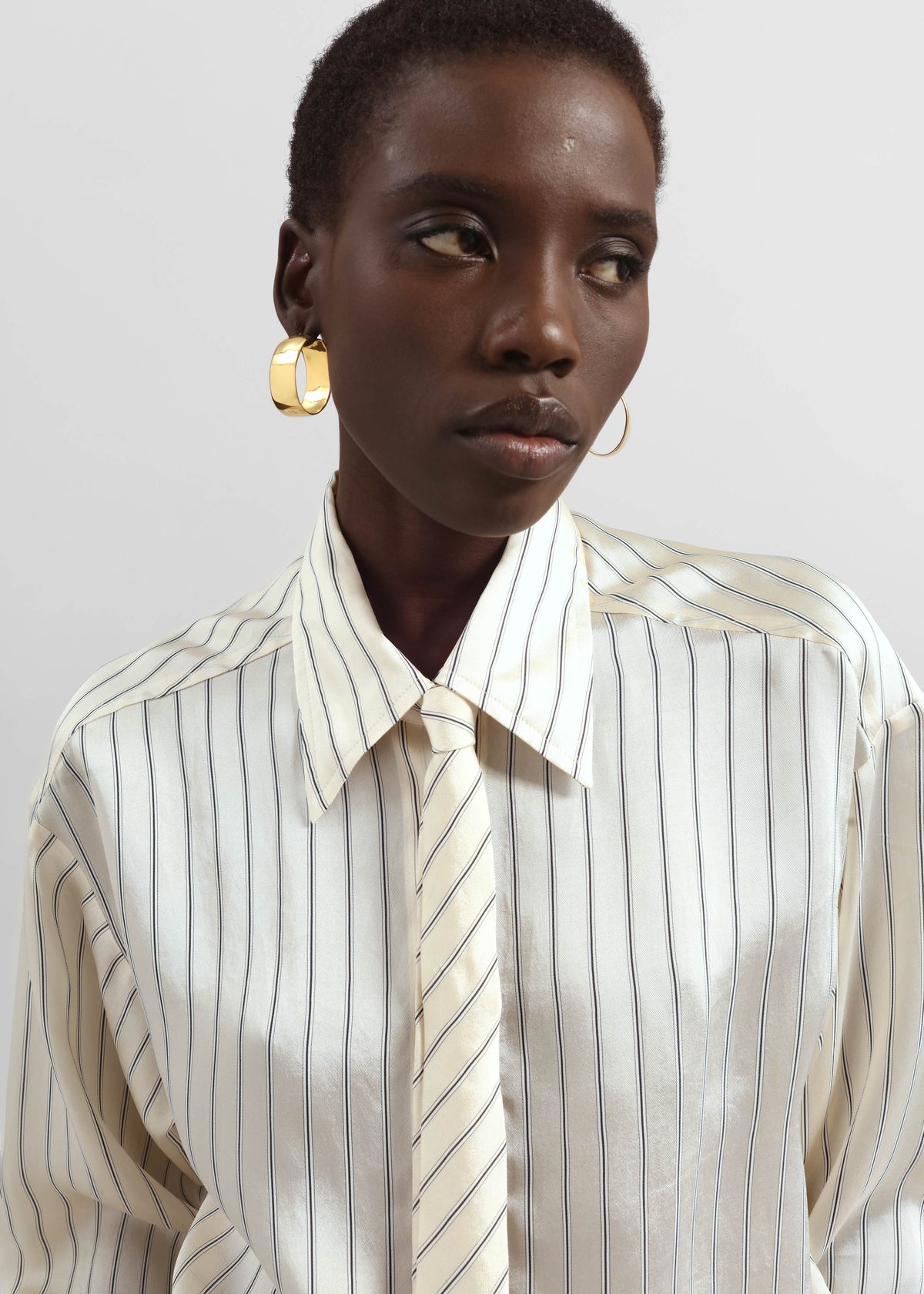 Peri Striped Silk Shirt - Cream/Navy Stripe – view 2 of 4