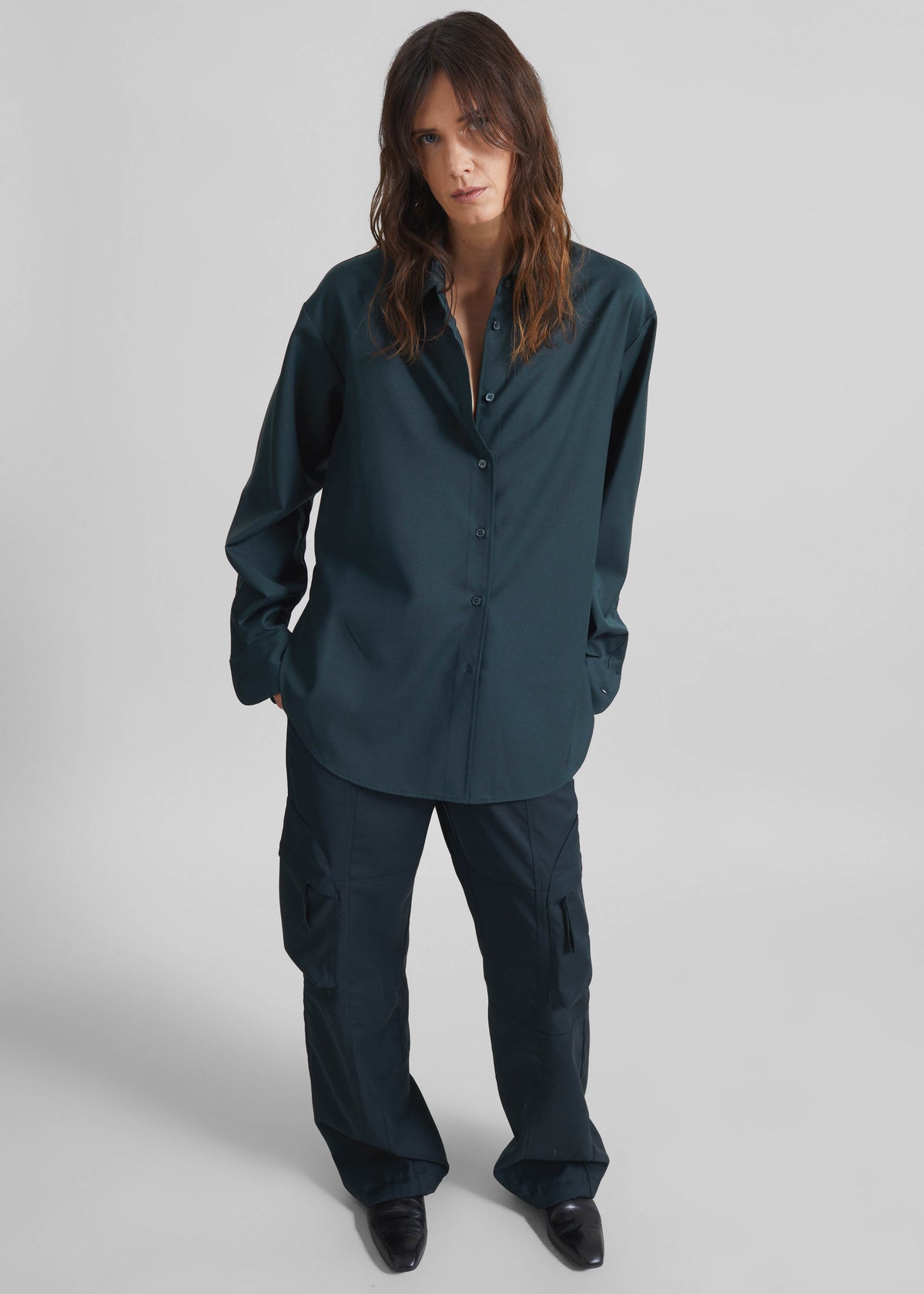 Peri Tie Neck Shirt - Bottle Green – view 6 of 9