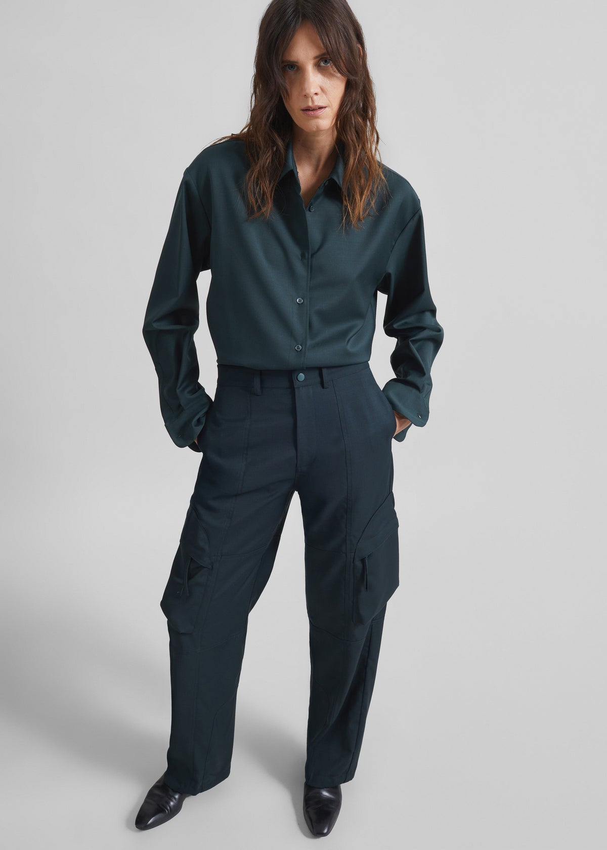 Peri Tie Neck Shirt - Bottle Green – view 7 of 9