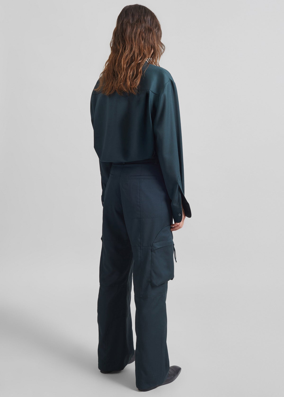 Peri Tie Neck Shirt - Bottle Green – view 8 of 9