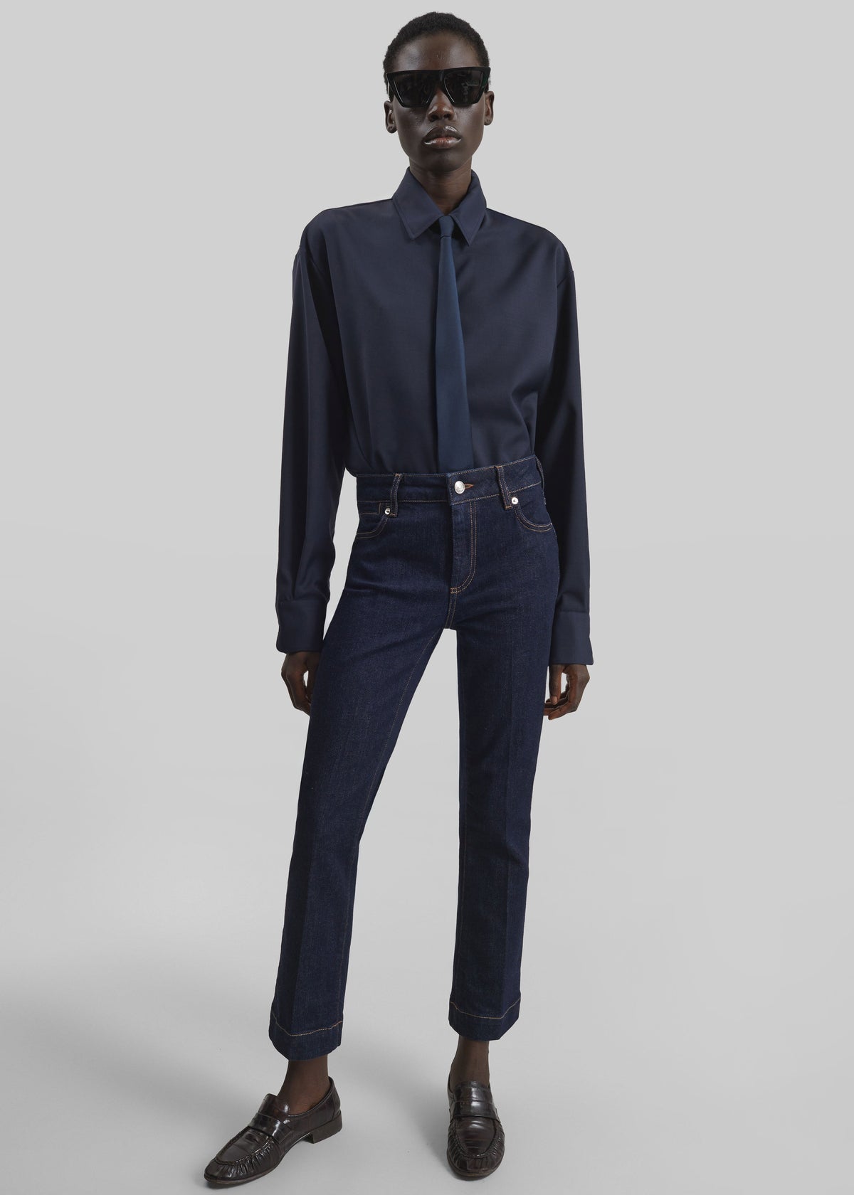 Peri Tie Neck Shirt - Navy – view 1 of 7