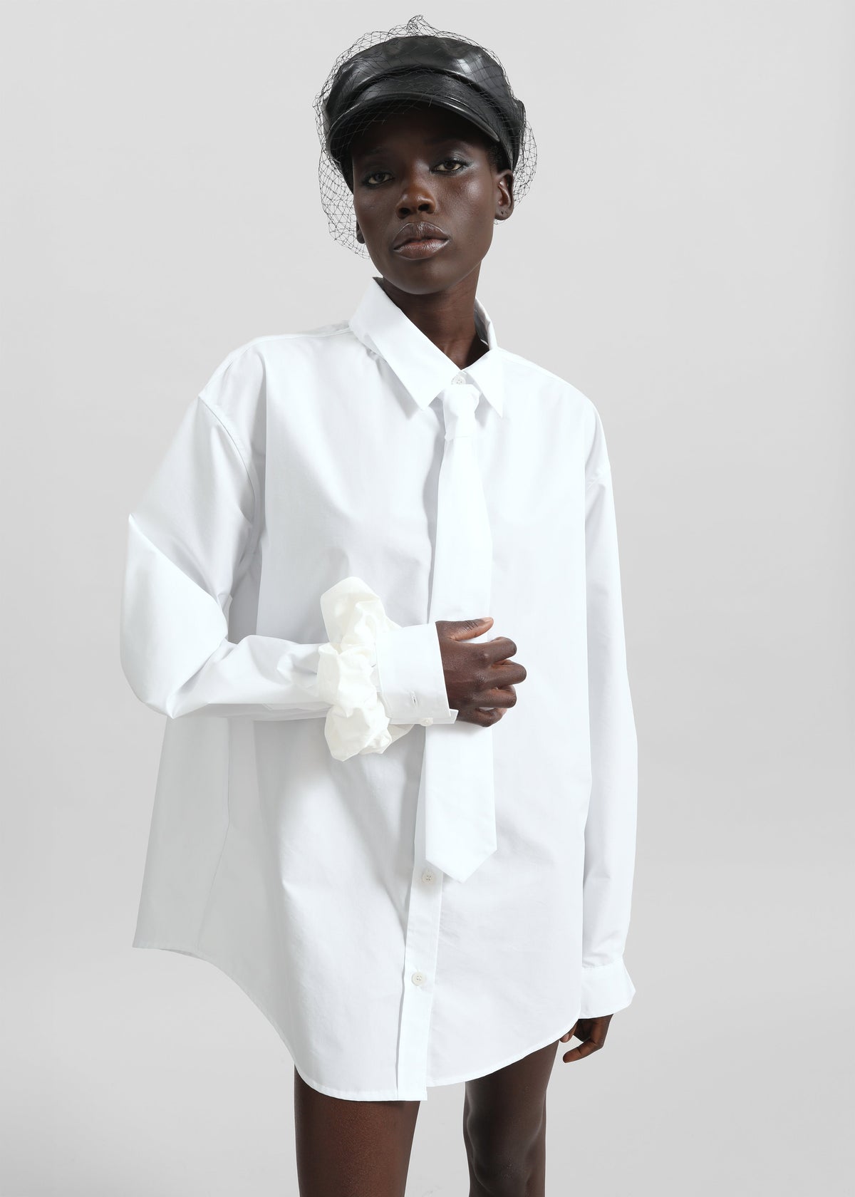 Perna Tie Neck Shirt - White – view 1 of 9