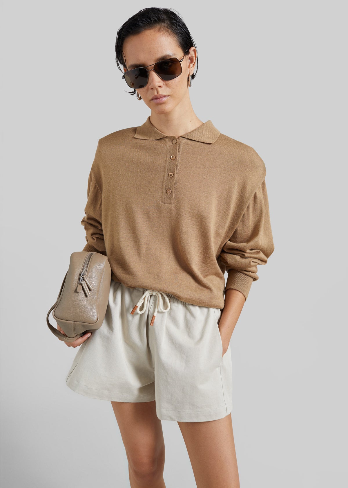 Pierno Cotton Shorts - Beige – view 1 of 9
