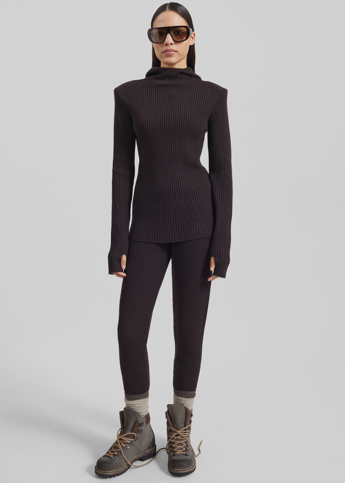 Piuma Knit Stirrup Leggings - Brown – view 9 of 11