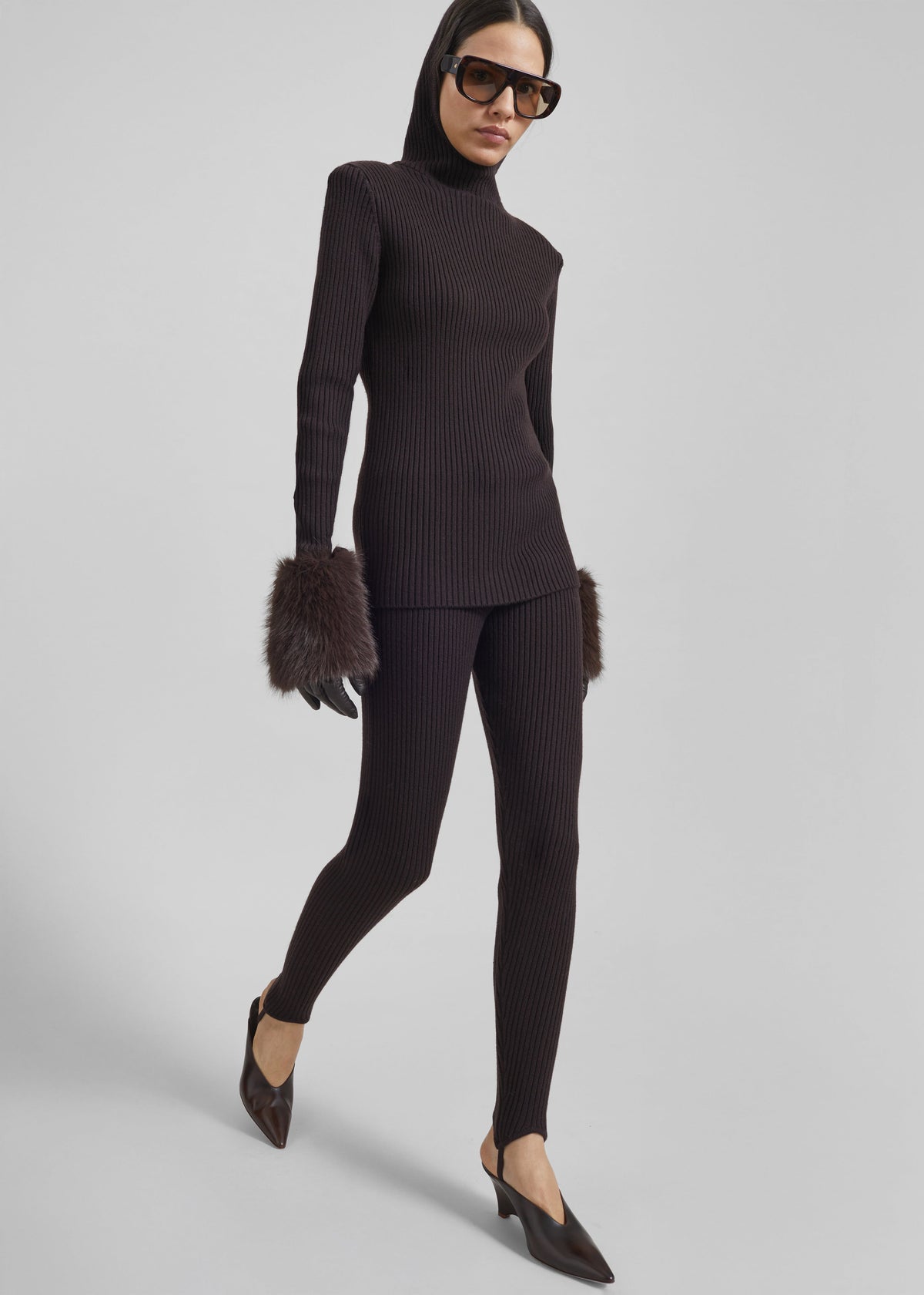 Piuma Knit Stirrup Leggings - Brown – view 1 of 11