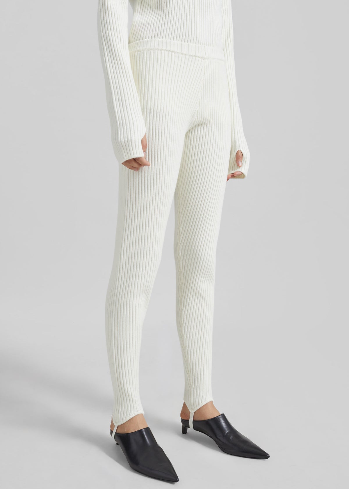 Piuma Knit Stirrup Leggings - White – view 3 of 9