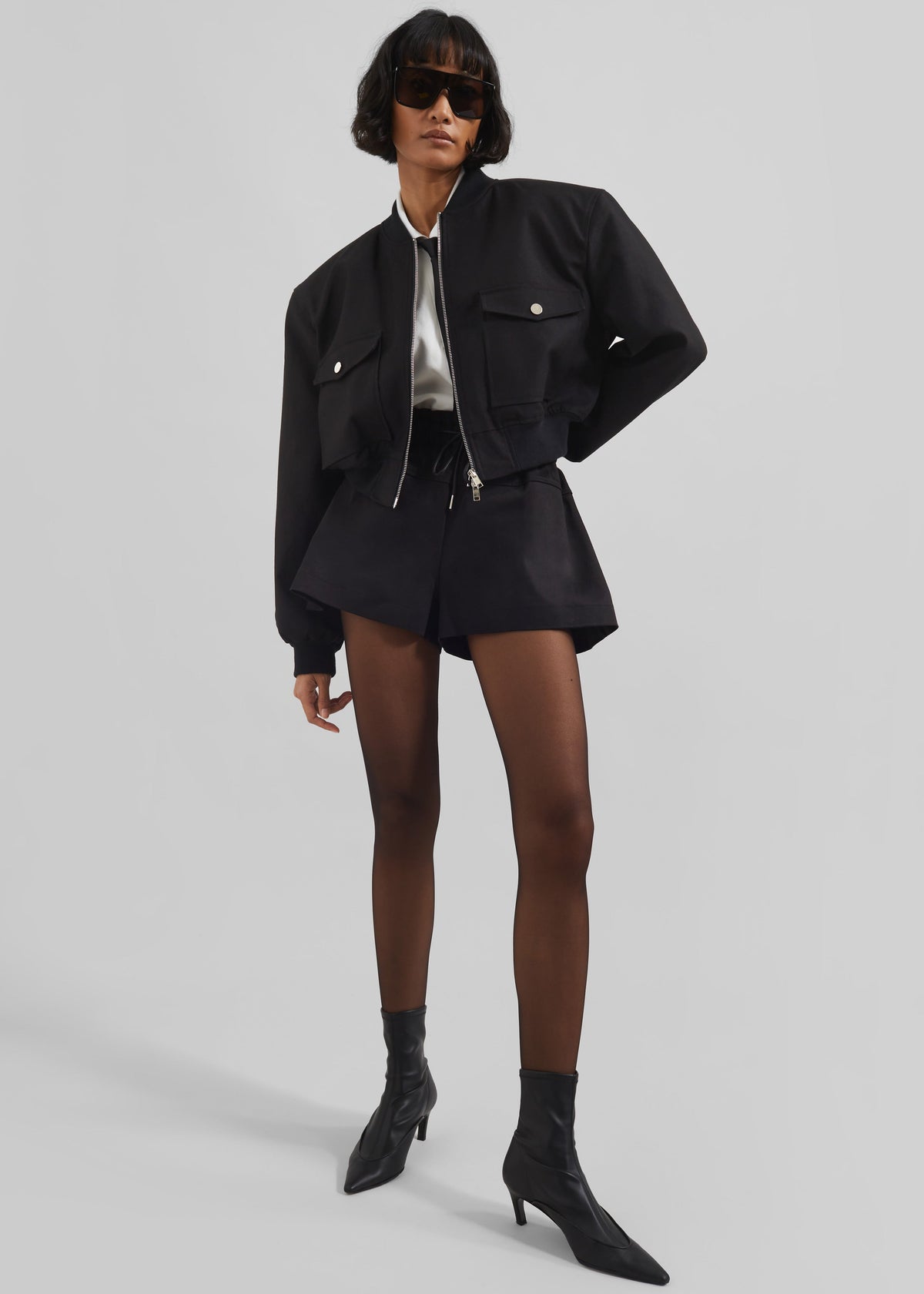Pomona Crop Bomber Jacket - Black – view 2 of 8
