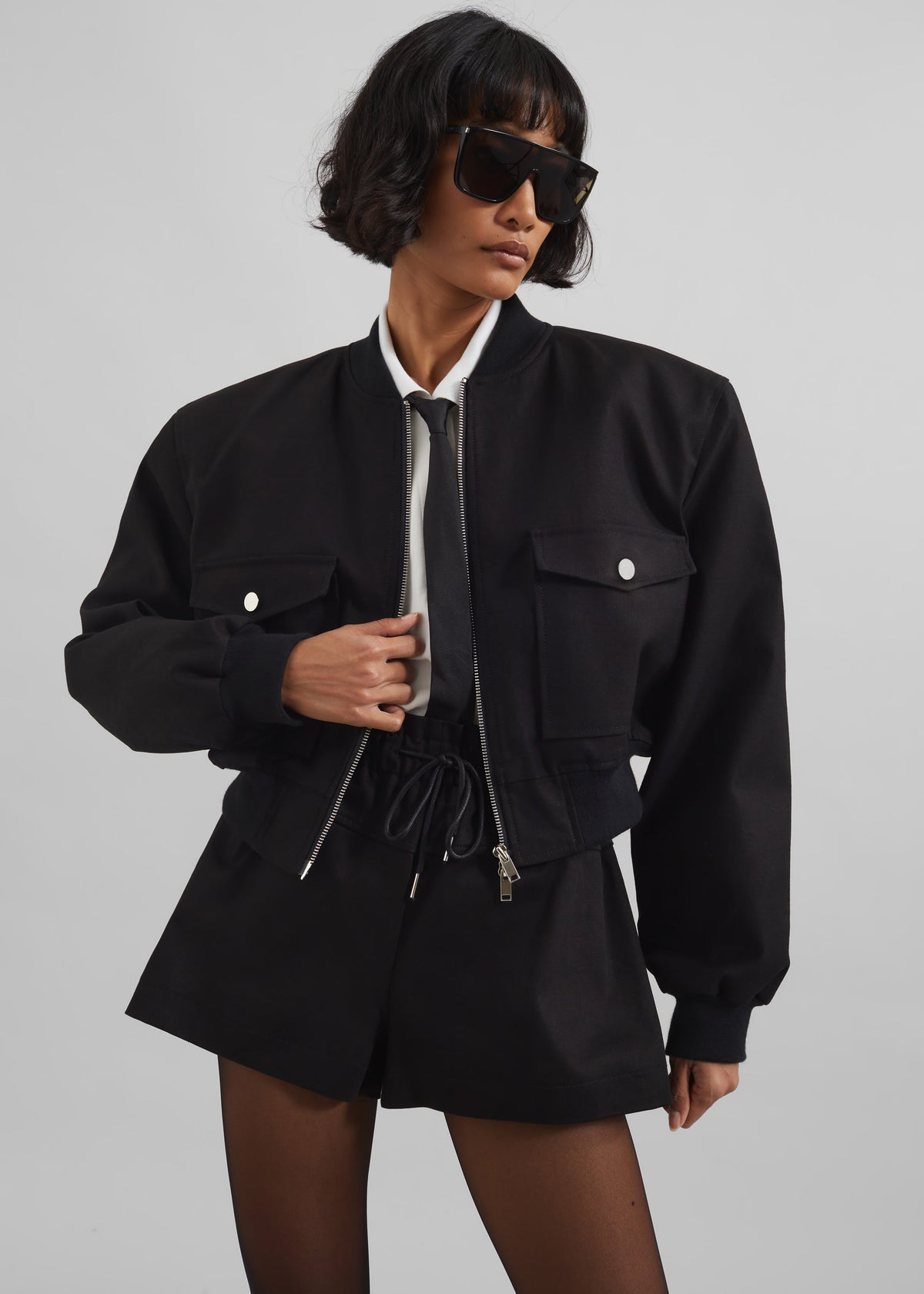 Pomona Crop Bomber Jacket - Black – view 3 of 8