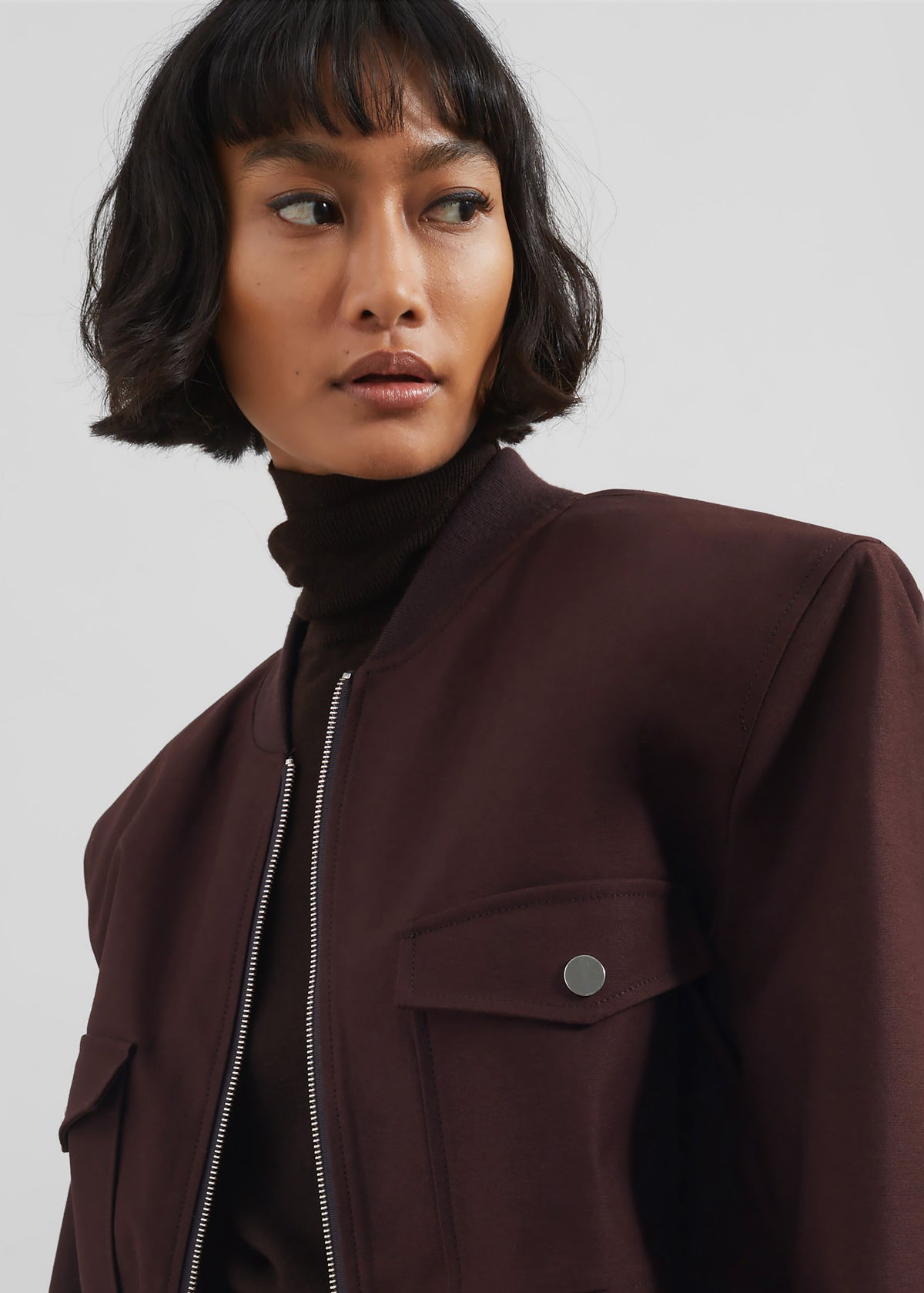 Pomona Crop Bomber Jacket - Burgundy – view 4 of 9