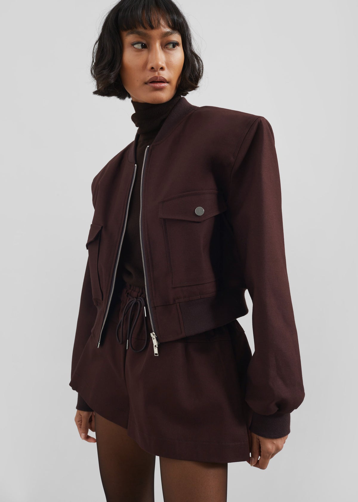 Pomona Crop Bomber Jacket - Burgundy – view 6 of 9
