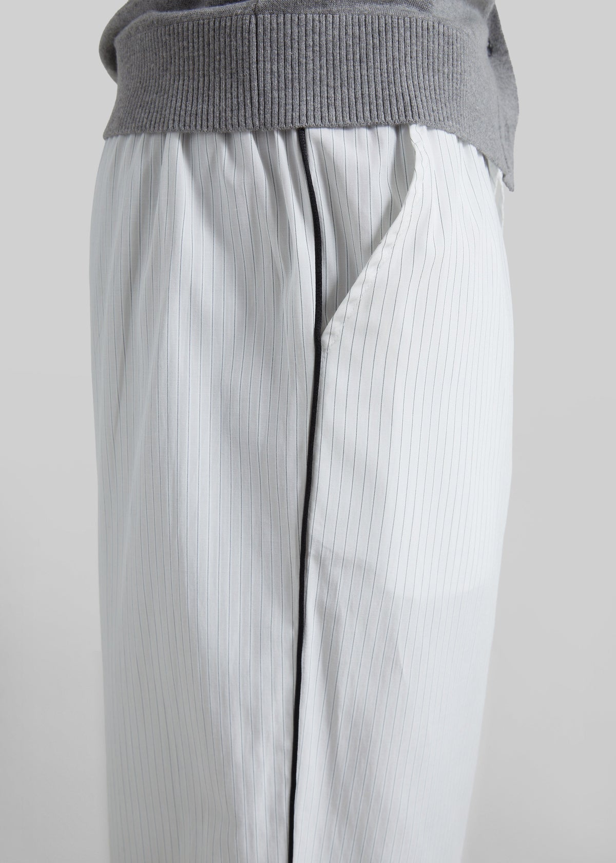 Porto Contrast Piped Pants - White/Black Stripe – view 3 of 10