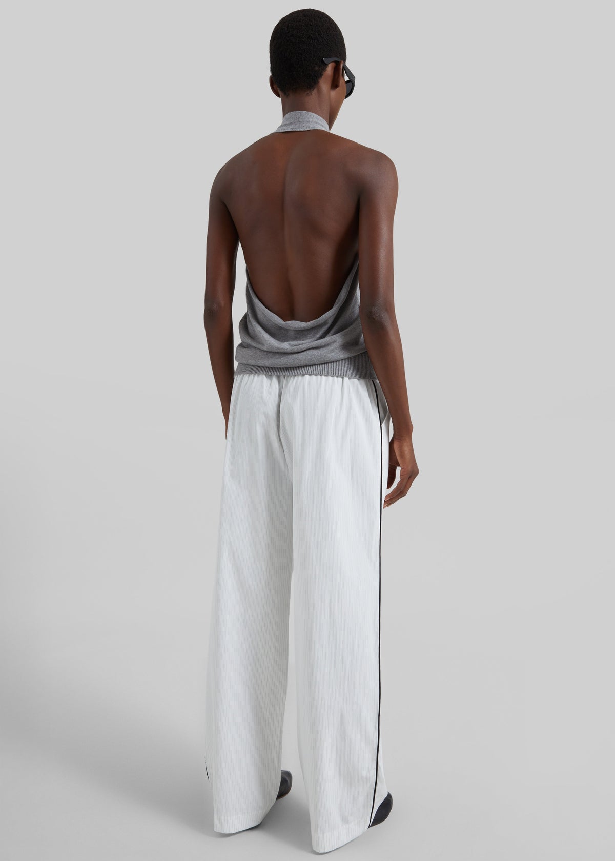 Porto Contrast Piped Pants - White/Black Stripe – view 9 of 10