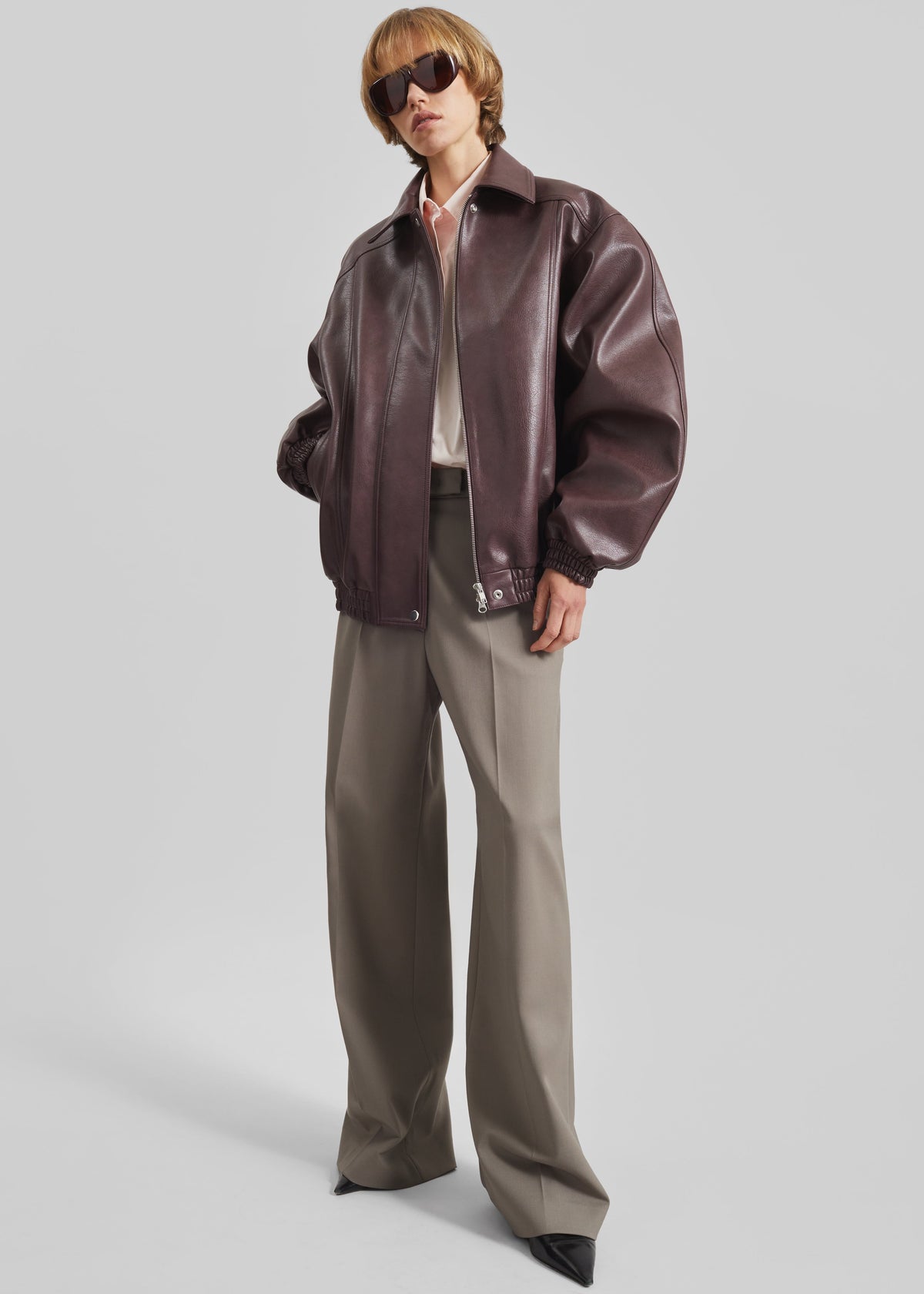Prescott Faux Leather Jacket - Burgundy – view 5 of 8