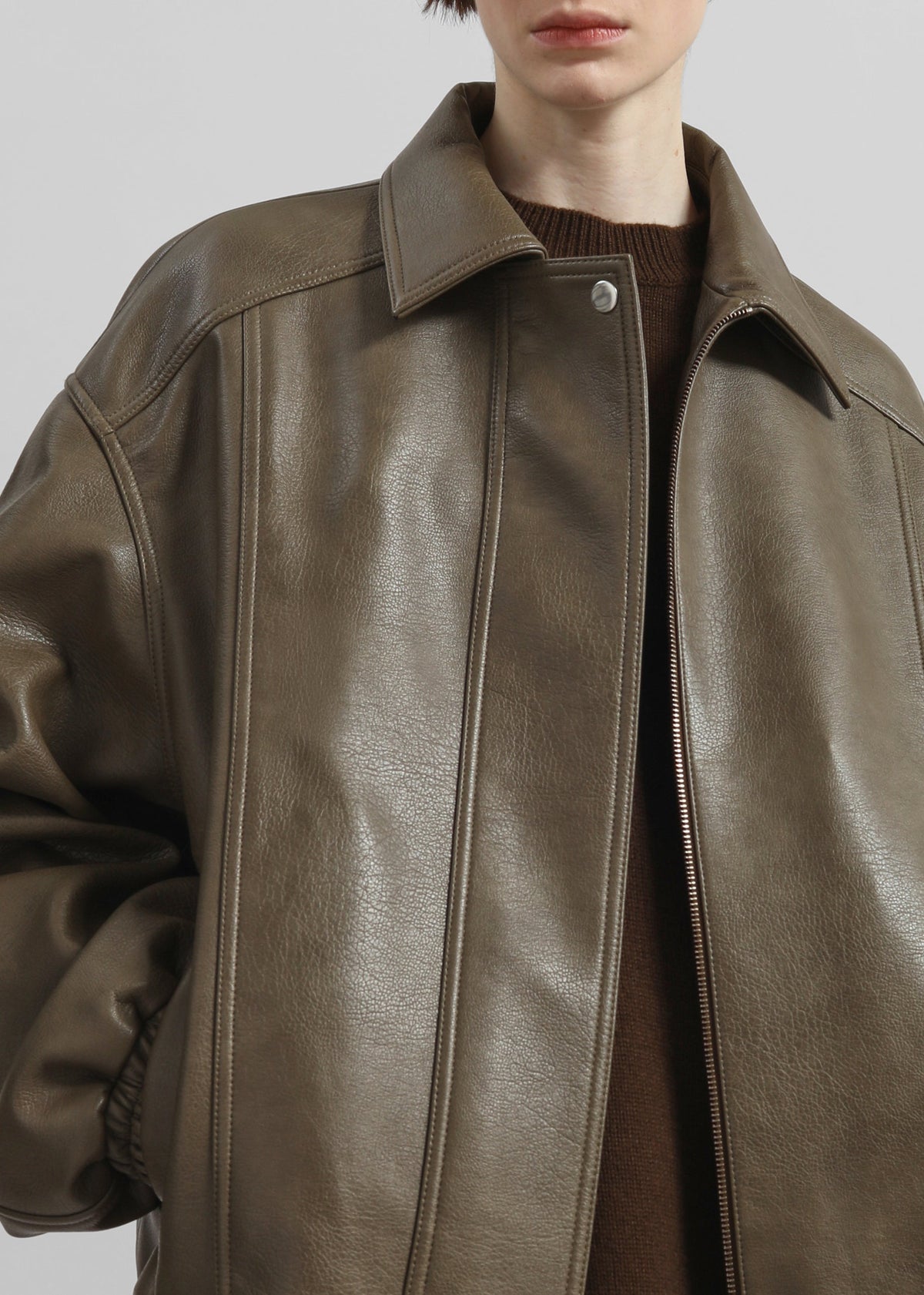 Prescott Faux Leather Jacket - Moss Green – view 3 of 7