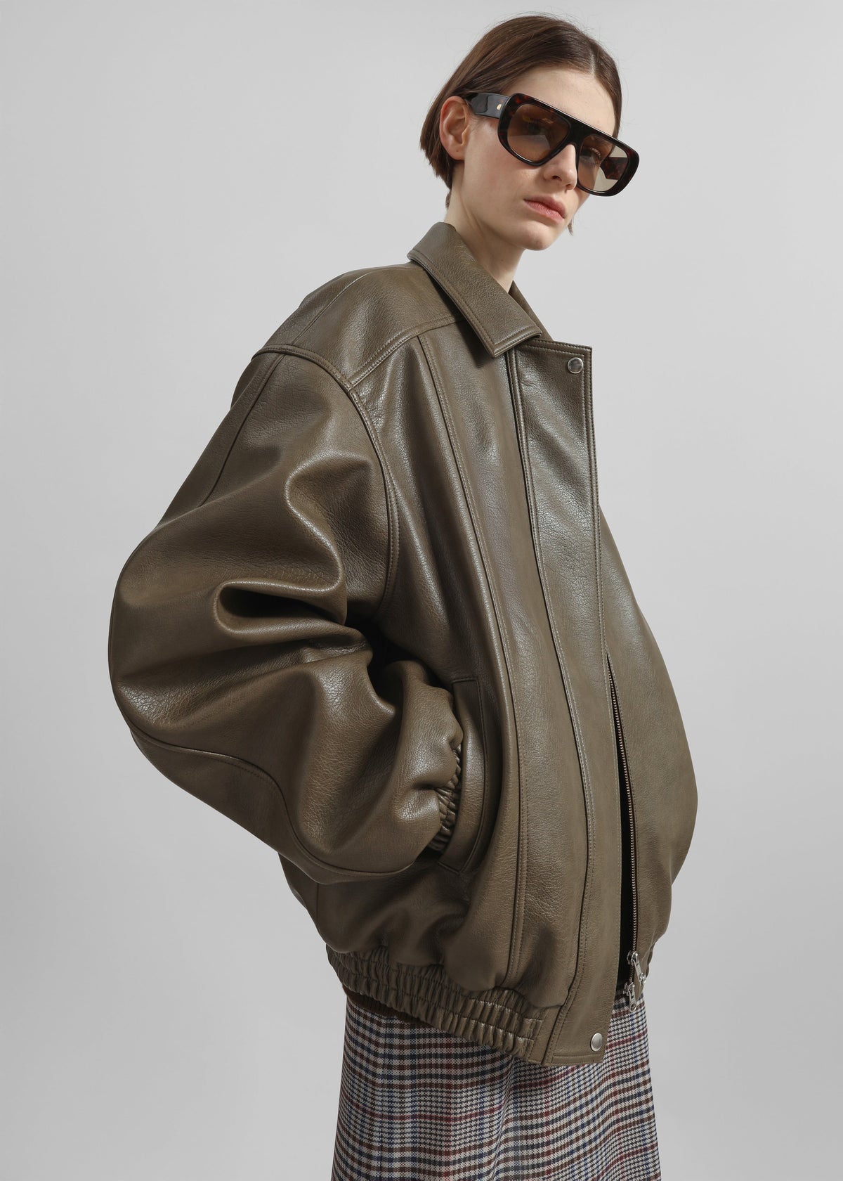 Prescott Faux Leather Jacket - Moss Green – view 5 of 7