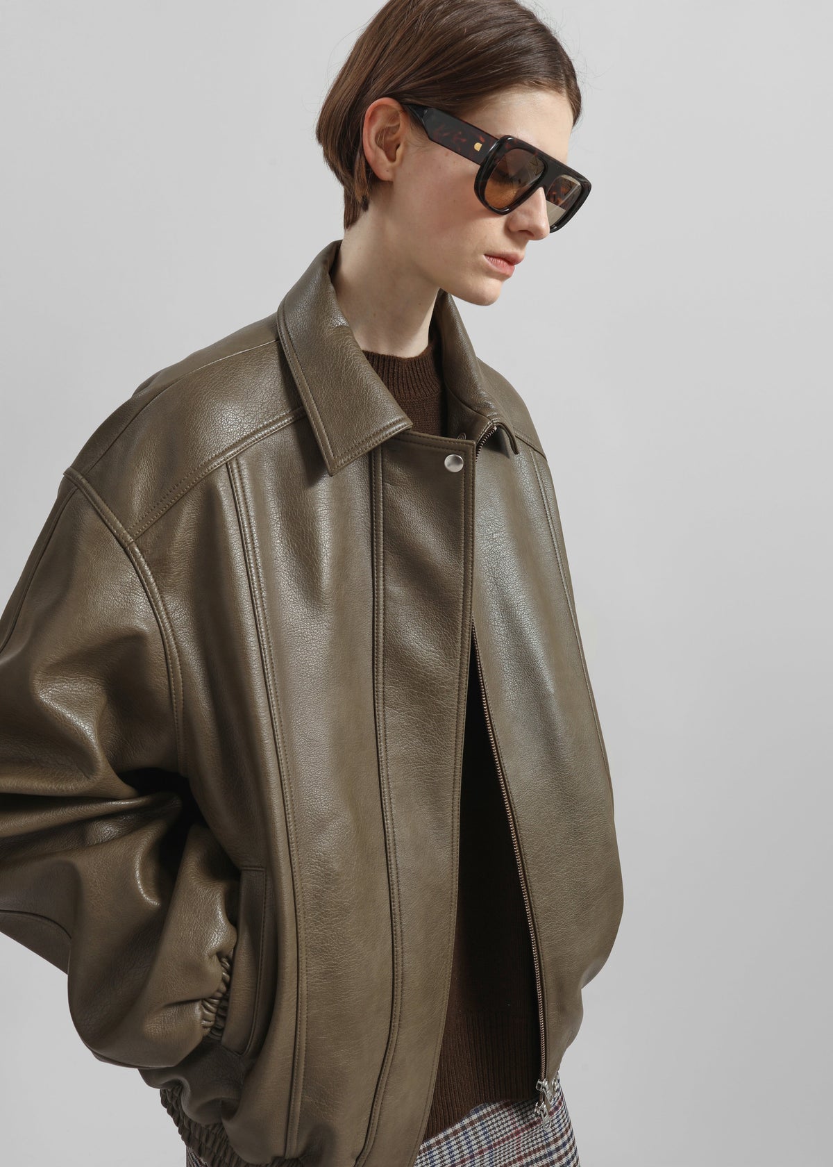 Prescott Faux Leather Jacket - Moss Green – view 6 of 7