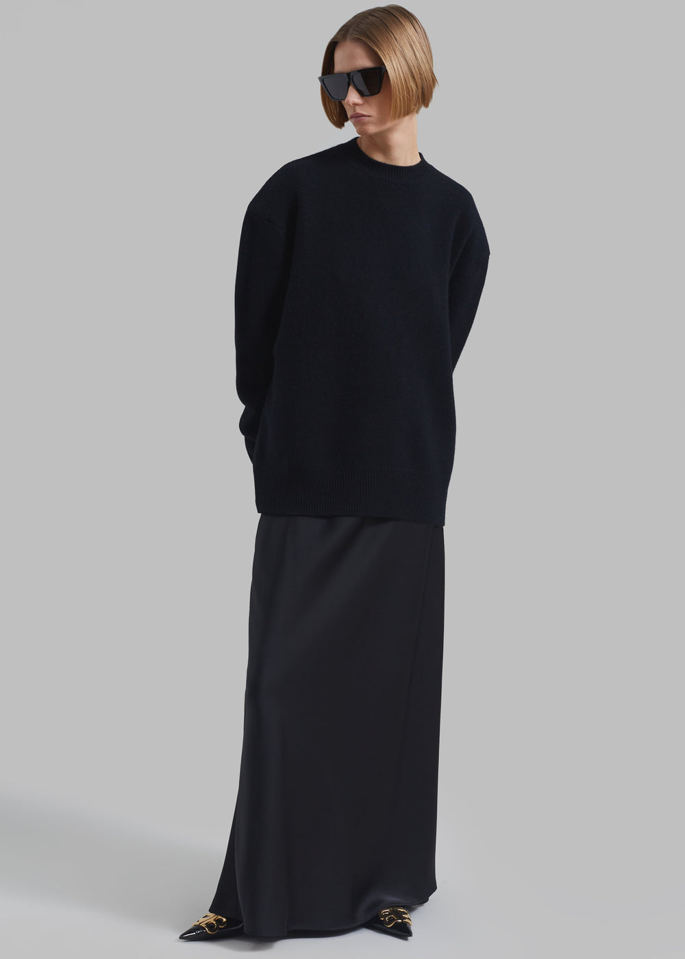 Priscilla Maxi Satin Skirt - Black – view 1 of 7