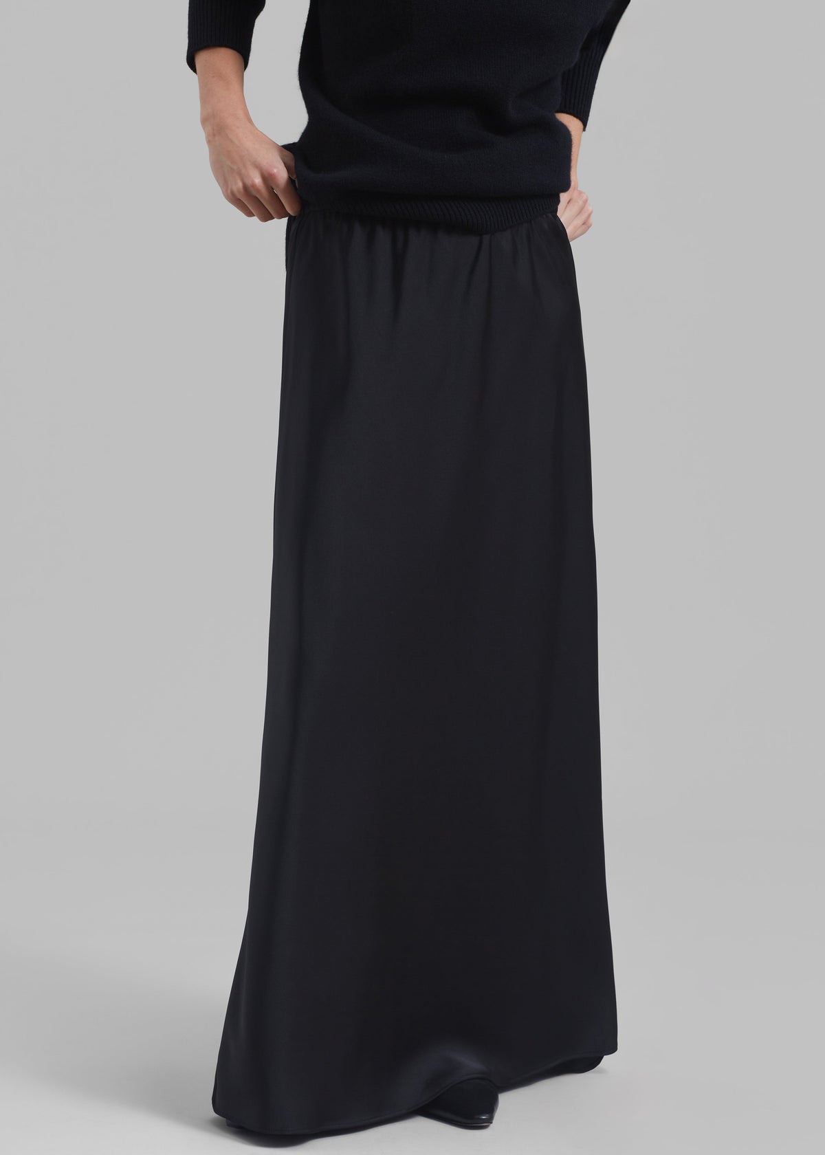Priscilla Maxi Satin Skirt - Black – view 2 of 7