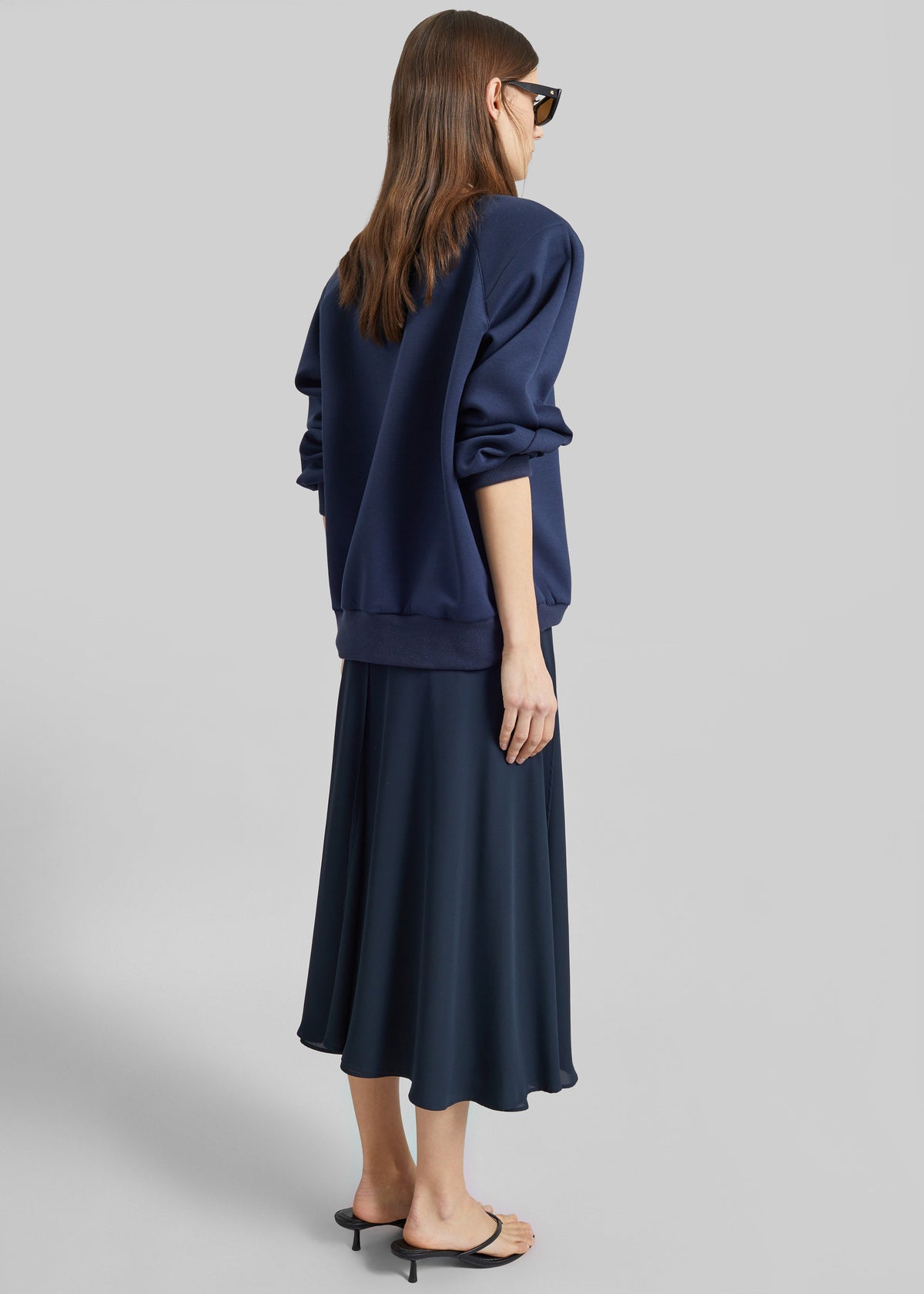 Provence Fluid A-Line Midi Skirt - Navy – view 8 of 9
