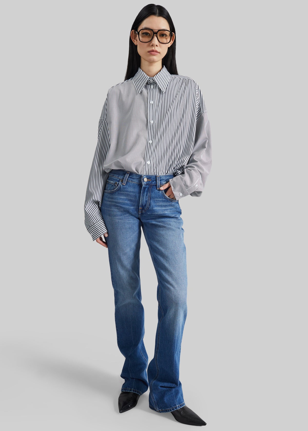 Quillan Button-Down Shirt - White/Black Stripe – view 3 of 9