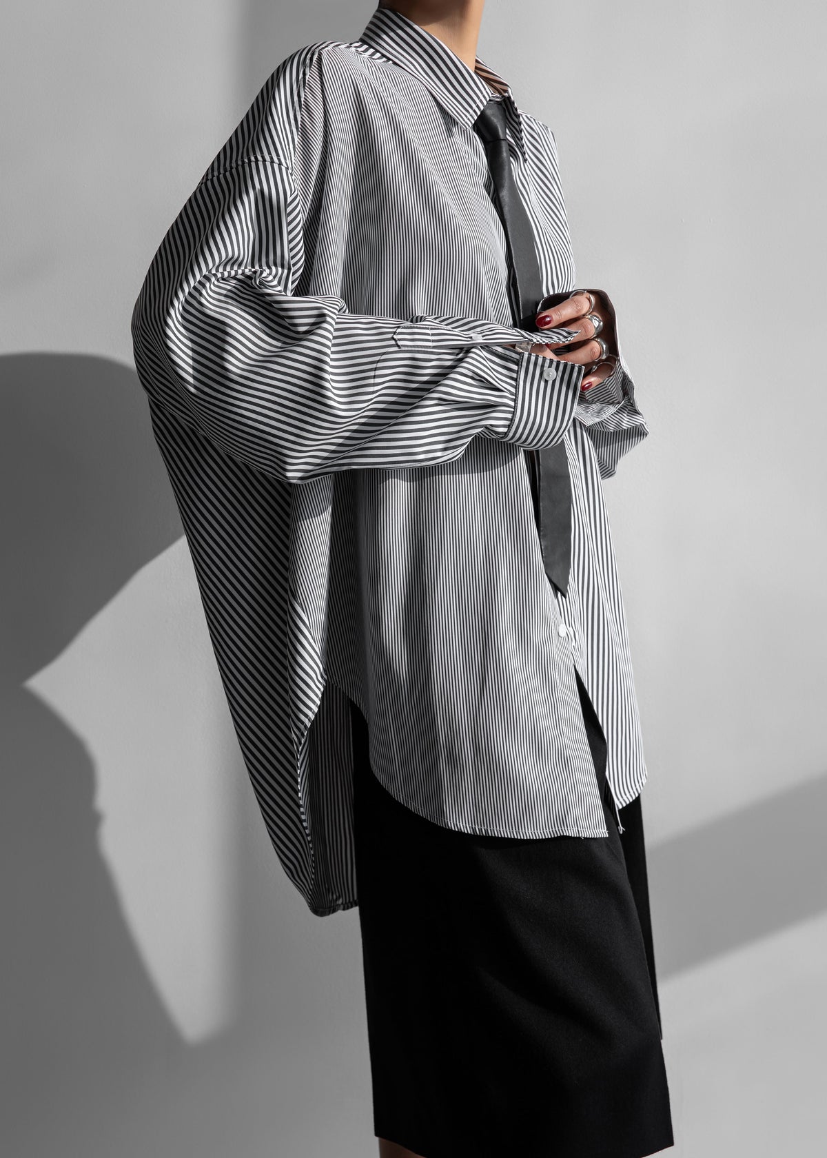 Quillan Button-Down Shirt - White/Black Stripe – view 1 of 9