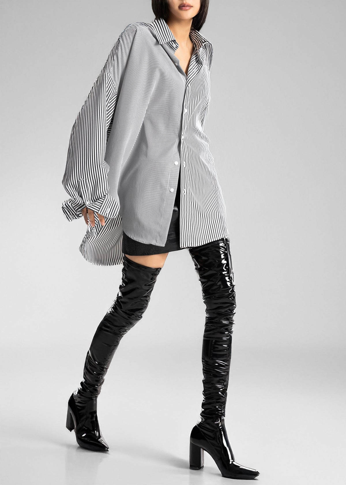 Quillan Button-Down Shirt - White/Black Stripe – view 5 of 9
