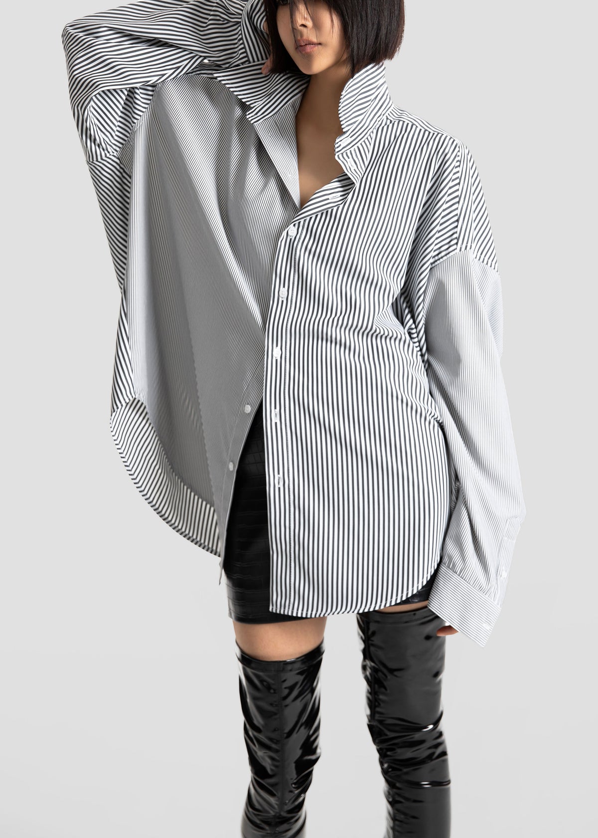 Quillan Button-Down Shirt - White/Black Stripe – view 4 of 9