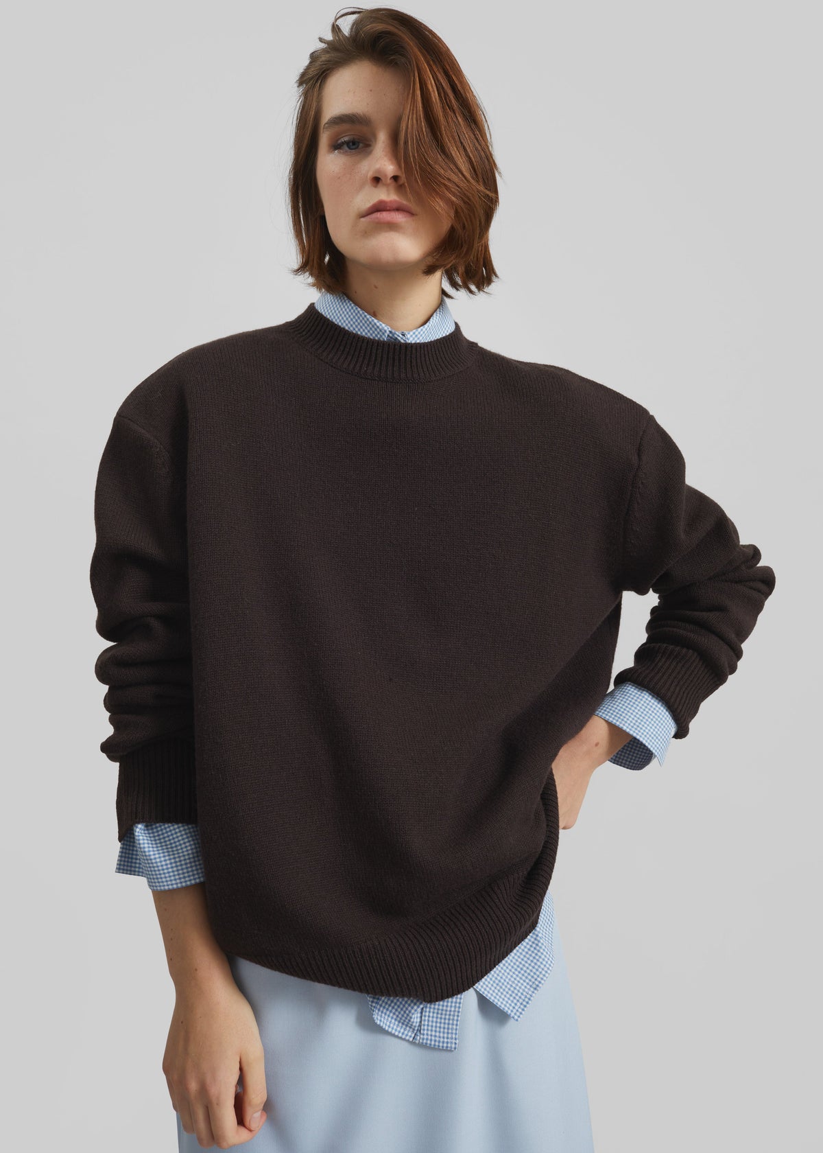 Rafaela Padded Knit Sweater - Dark Brown – view 6 of 8