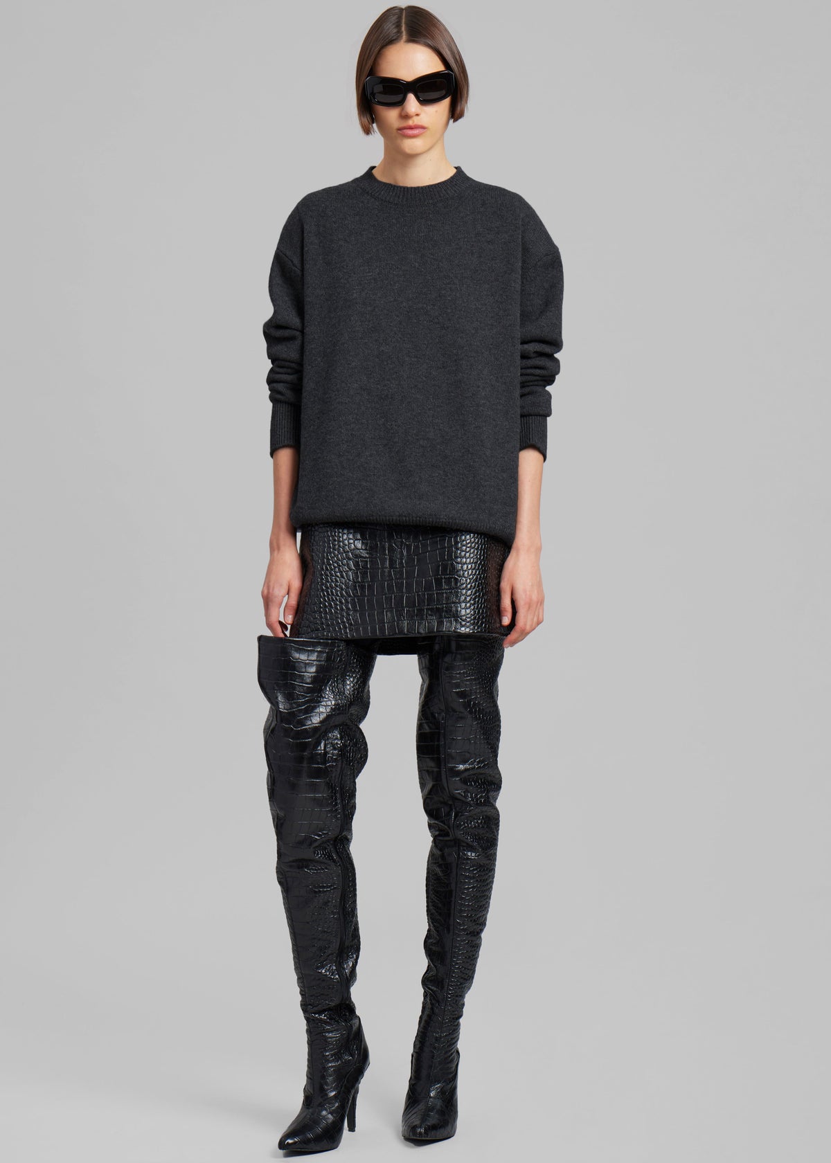 Rafaela Padded Knit Sweater - Dark Grey Melange – view 4 of 8
