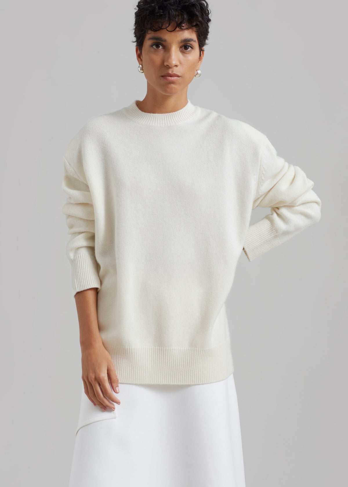 Rafaela Padded Knit Sweater - Ivory – view 1 of 10