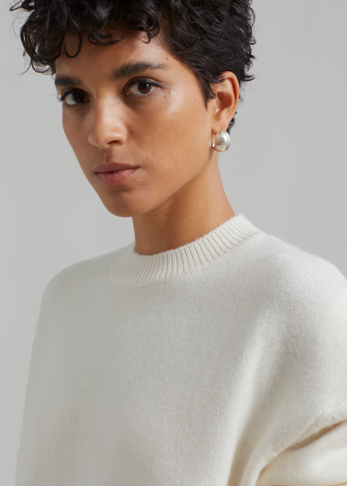 Rafaela Padded Knit Sweater - Ivory – view 3 of 10
