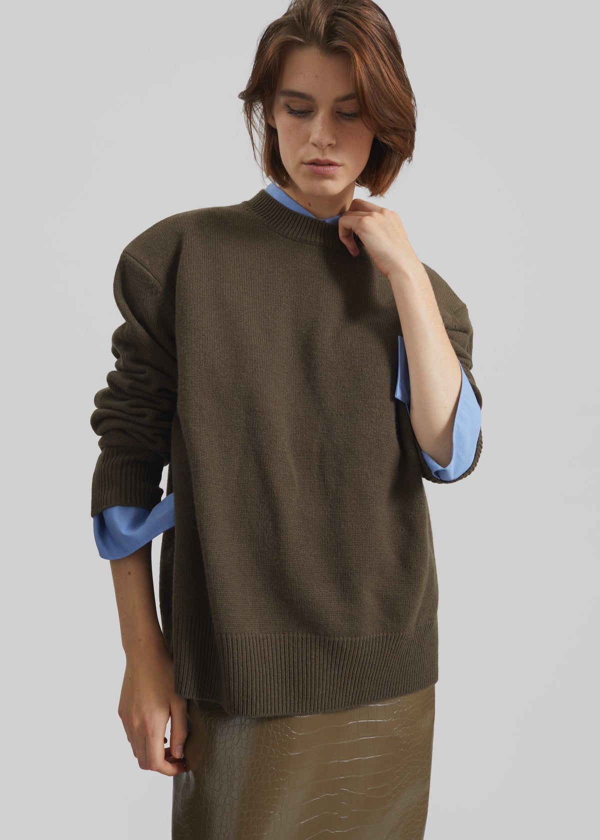 Rafaela Padded Knit Sweater - Olive – view 2 of 6