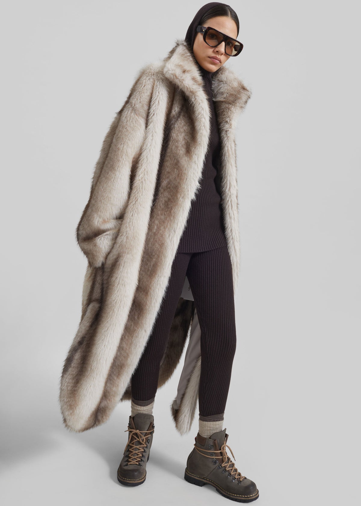 Ravello Faux Fur Robe Coat - Grey – view 5 of 12