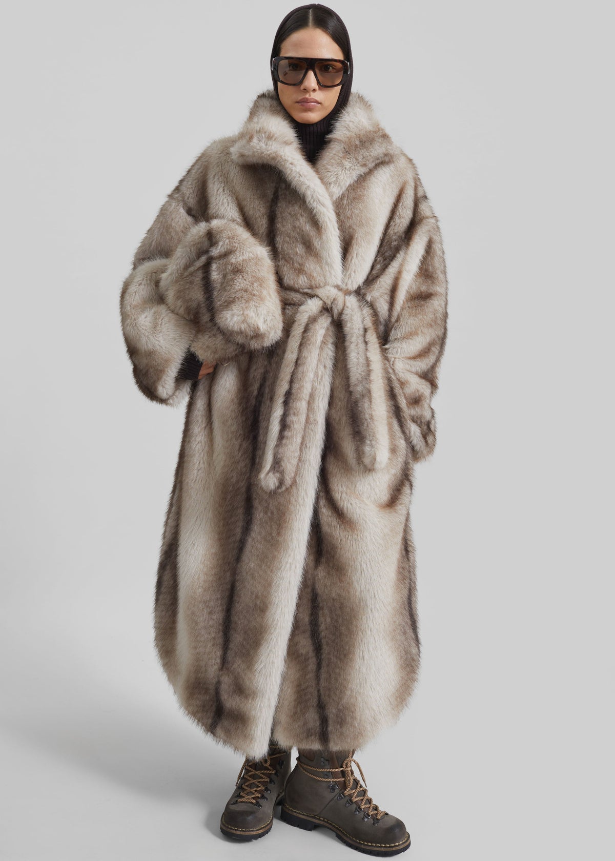 Ravello Faux Fur Robe Coat - Grey – view 8 of 12