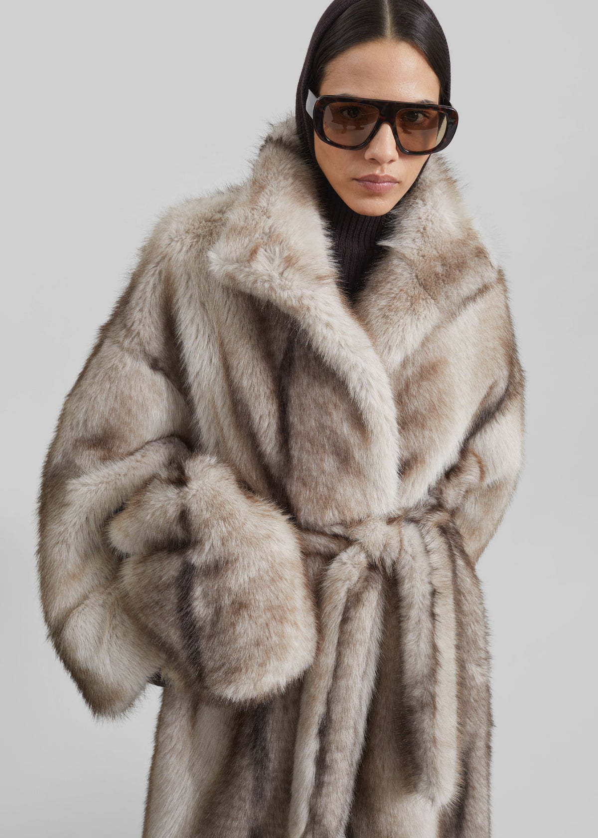 Ravello Faux Fur Robe Coat - Grey – view 2 of 12