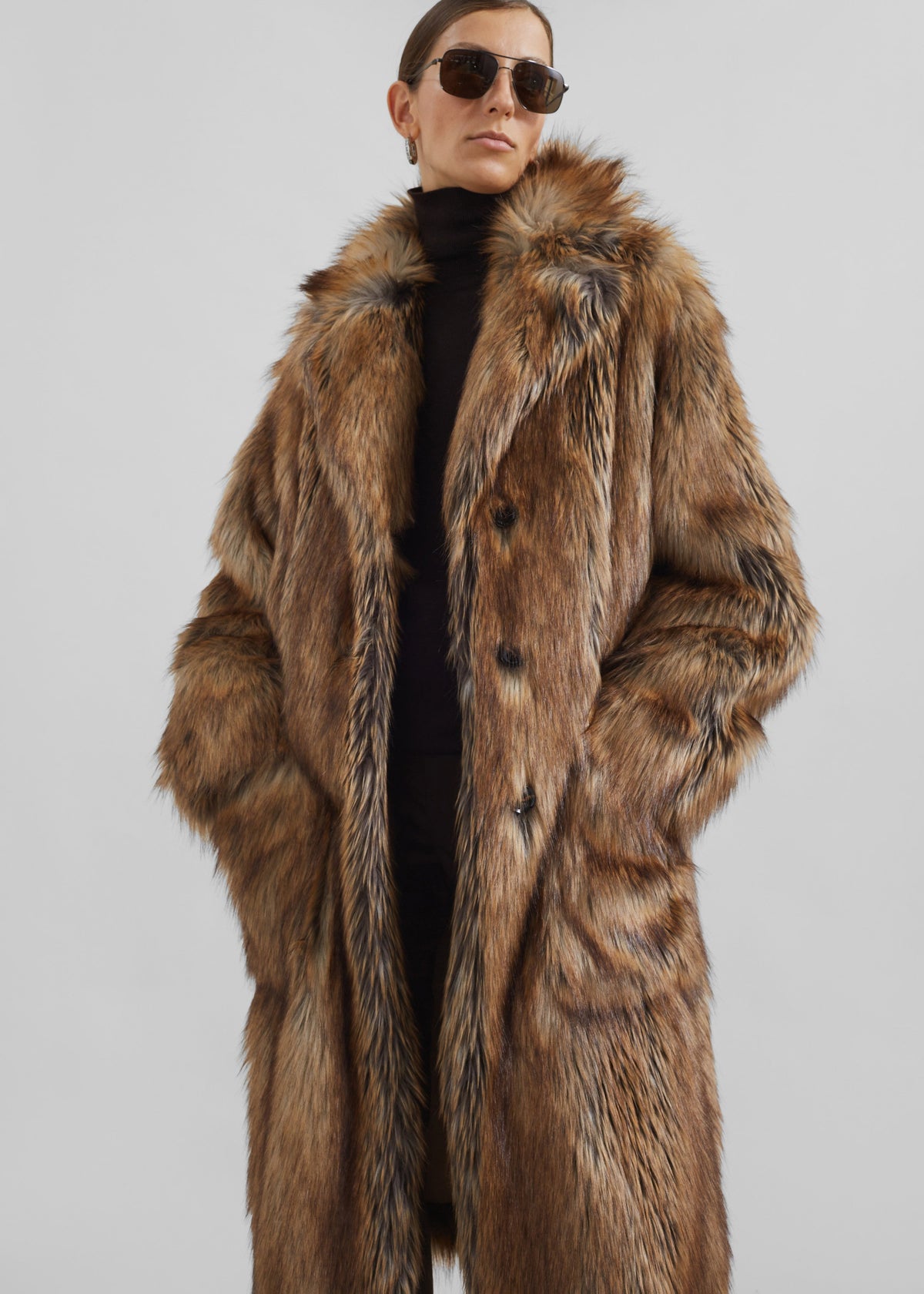 Rella Faux Fur Coat - Camel – view 3 of 10
