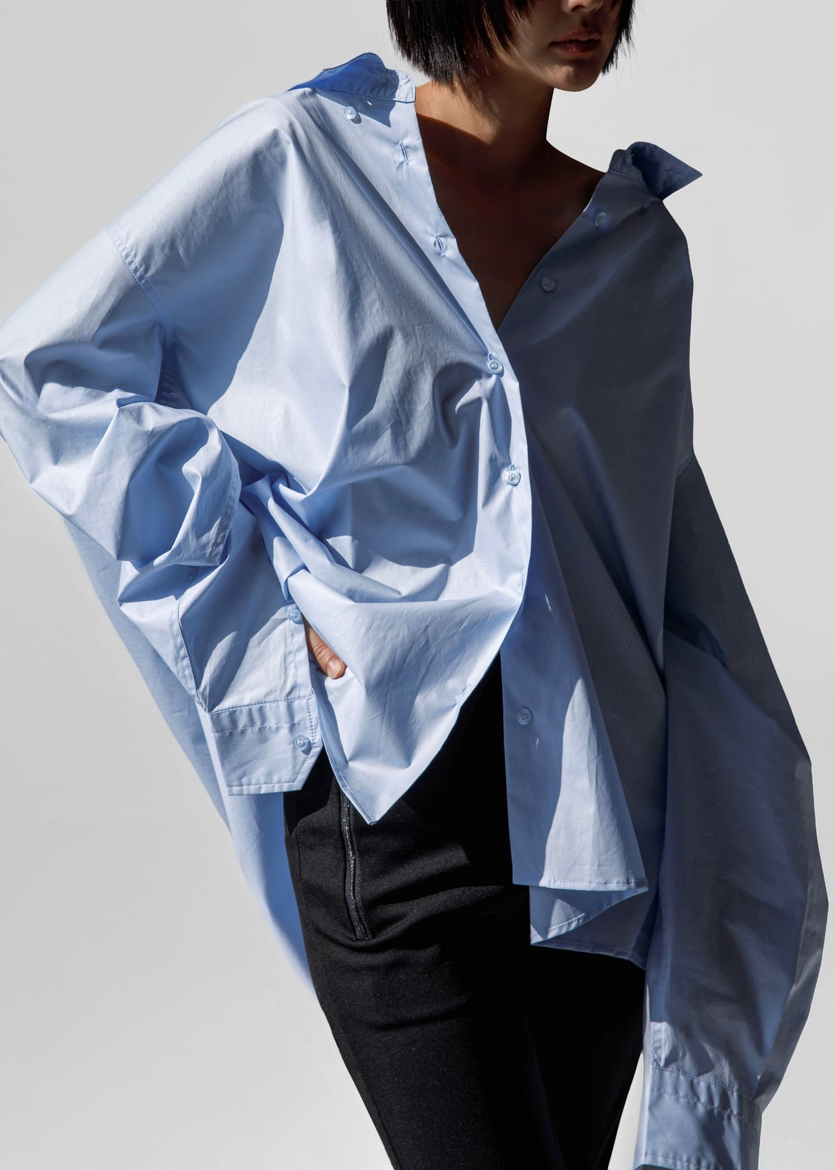 Revel Poplin Oversized Shirt - Sky Blue – view 6 of 10