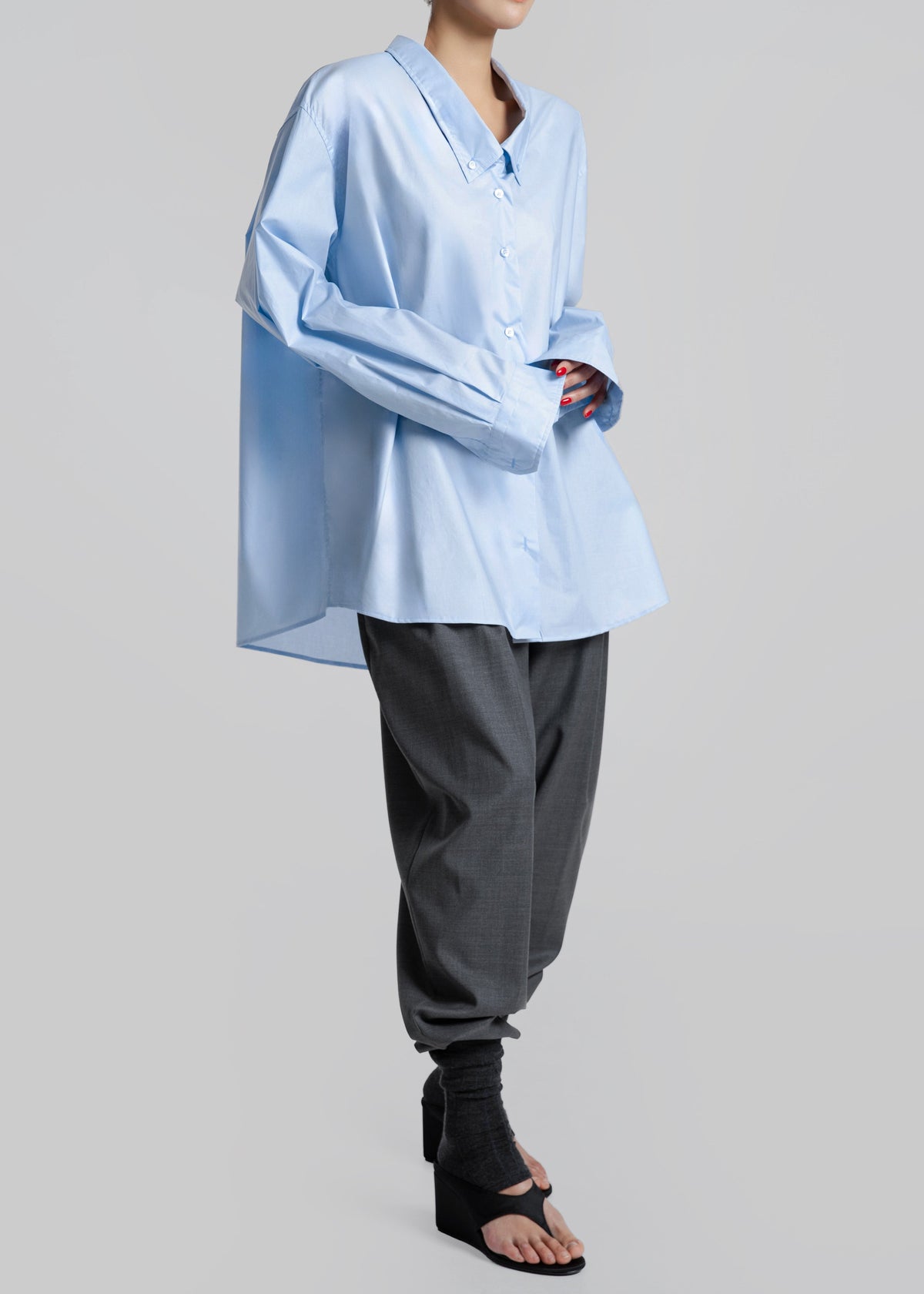 Revel Poplin Oversized Shirt - Sky Blue – view 8 of 10