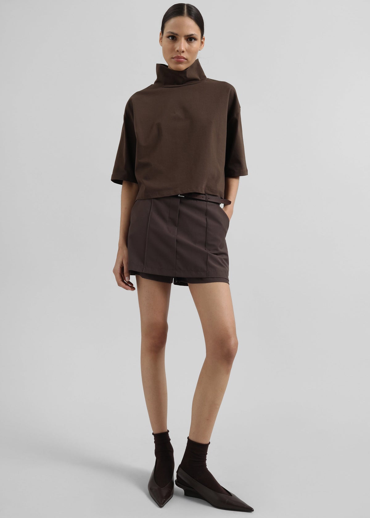 Reza Cropped Tee - Brown – view 2 of 6