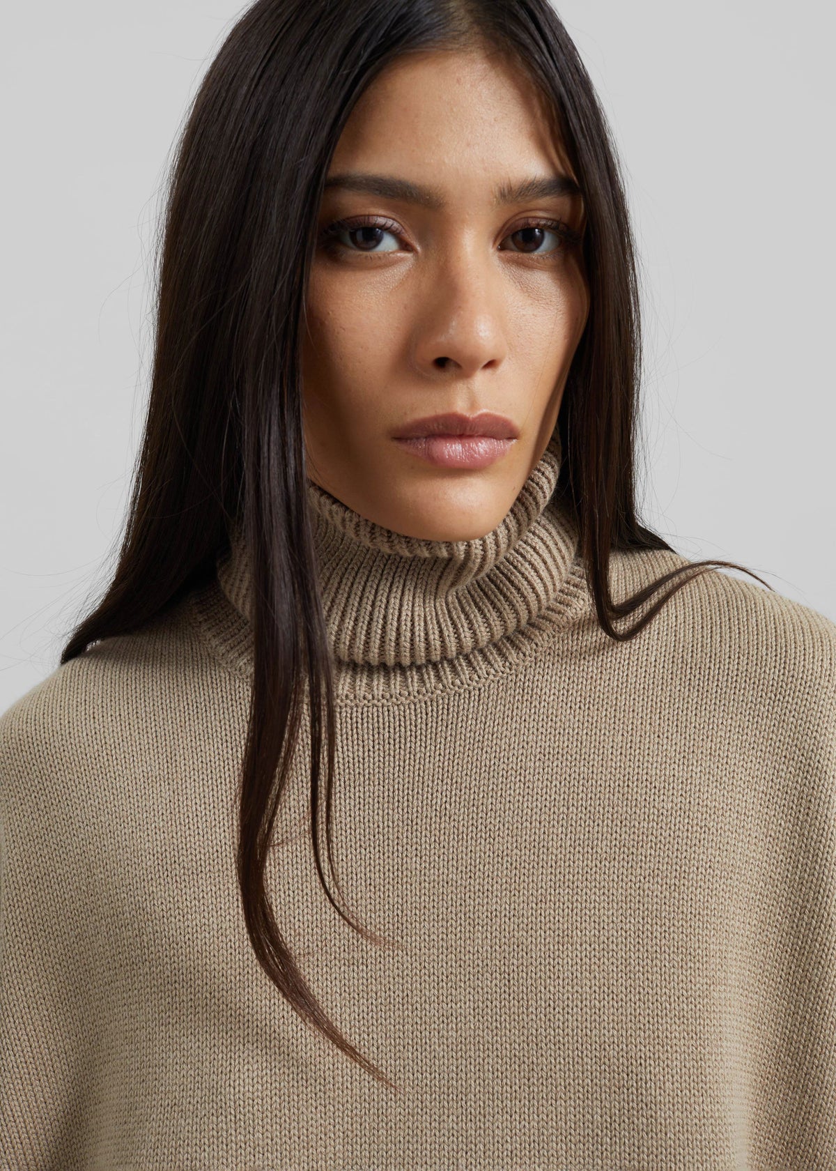 Rhea Trapeze Turtleneck - Beige – view 4 of 8