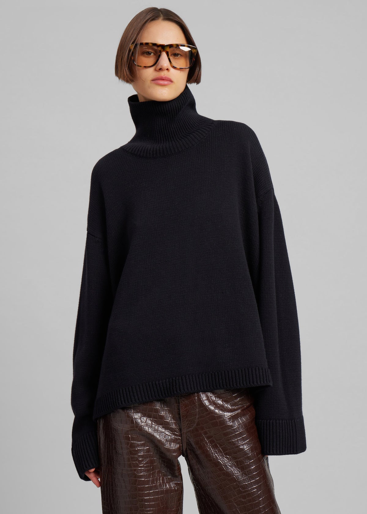 Rhea Trapeze Turtleneck - Black – view 1 of 17