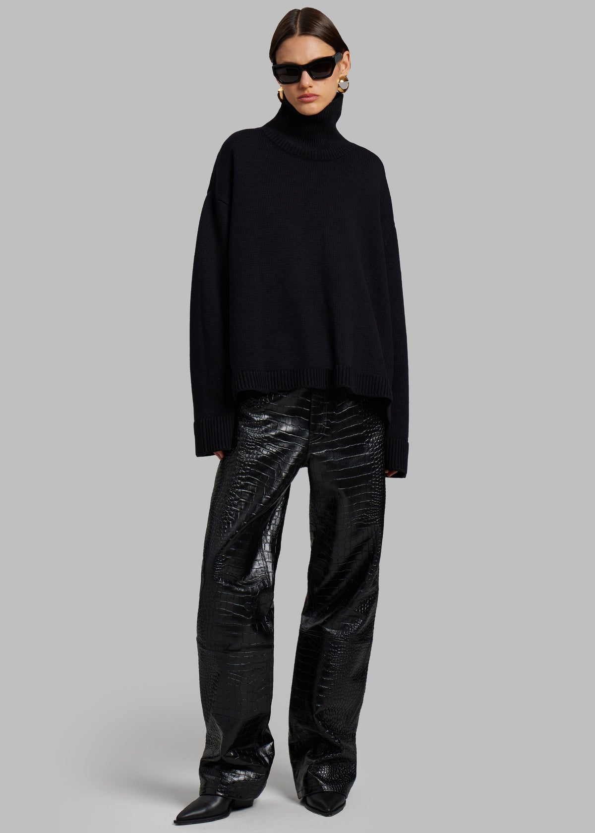 Rhea Trapeze Turtleneck - Black – view 2 of 17