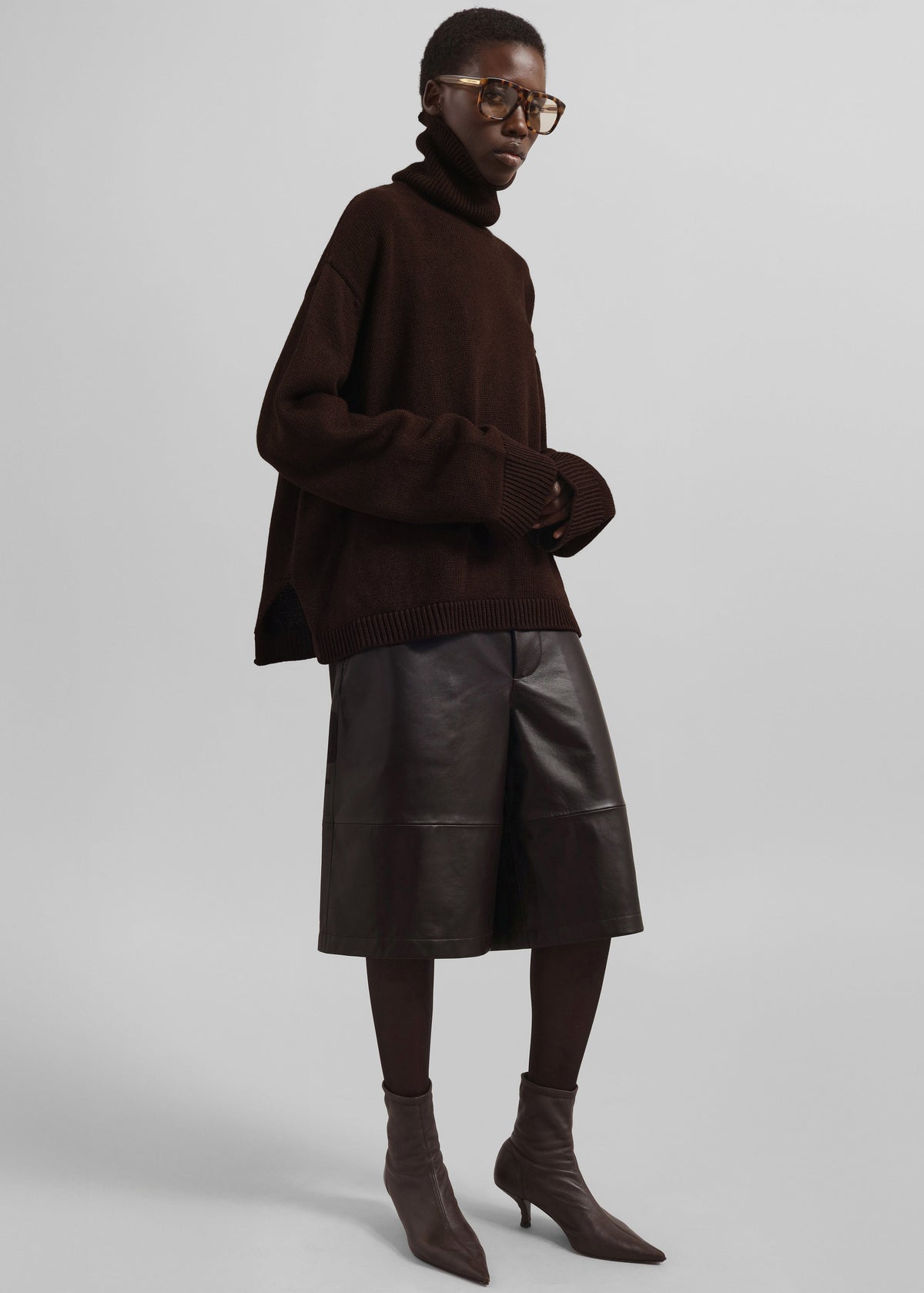 Rhea Trapeze Turtleneck - Dark Brown – view 2 of 5