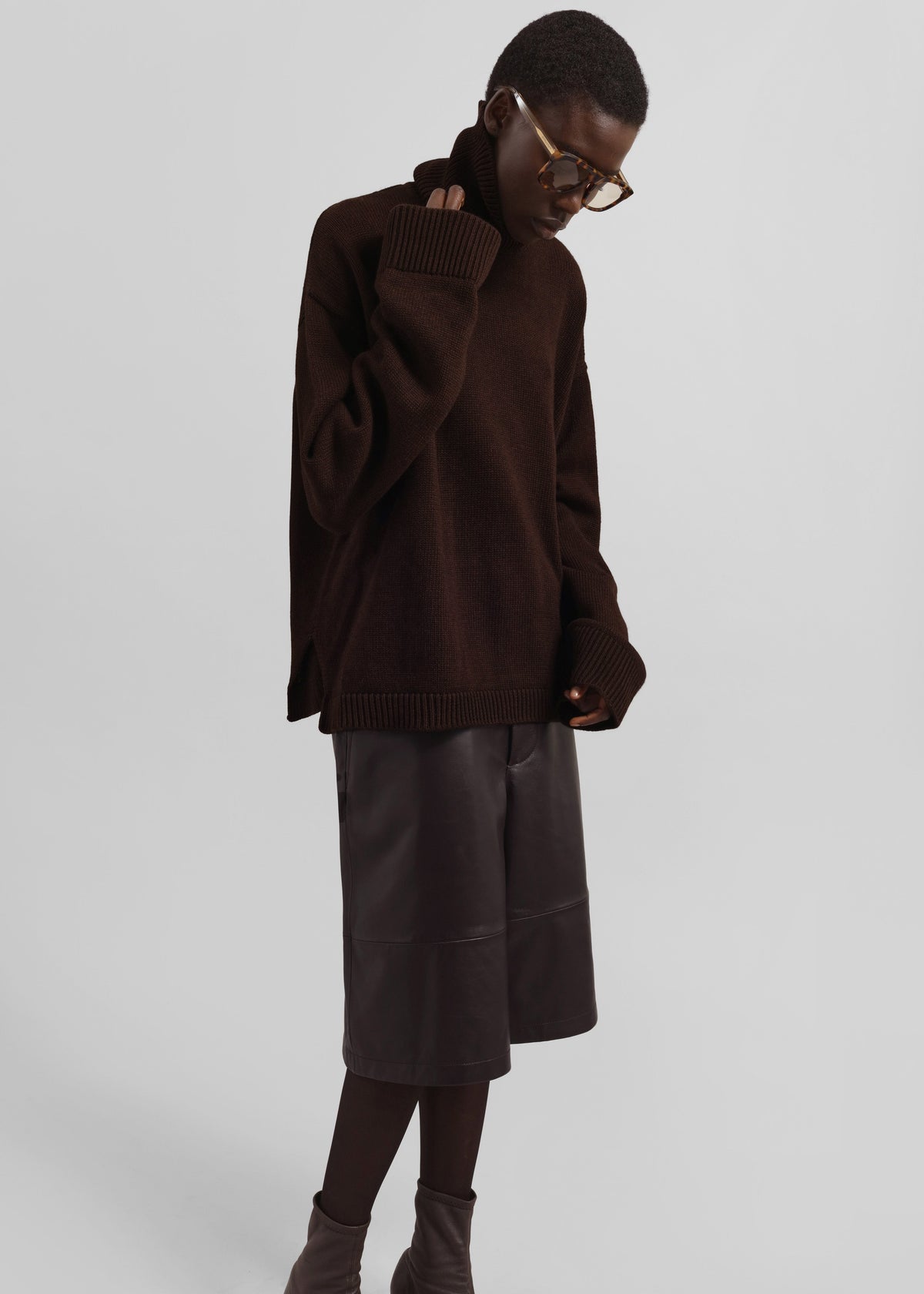 Rhea Trapeze Turtleneck - Dark Brown – view 3 of 5