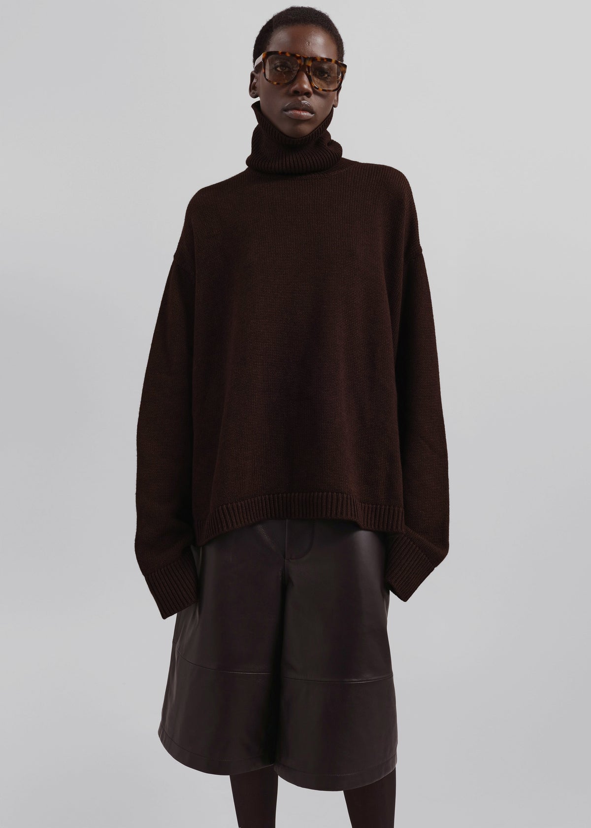 Rhea Trapeze Turtleneck - Dark Brown – view 1 of 5